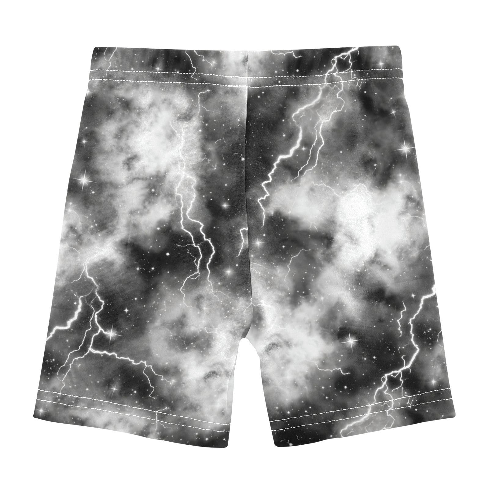 Lightning Star Cloud Gray Girls Bike Shorts Toddler Soft Cotton Under Dress Dance Shorts