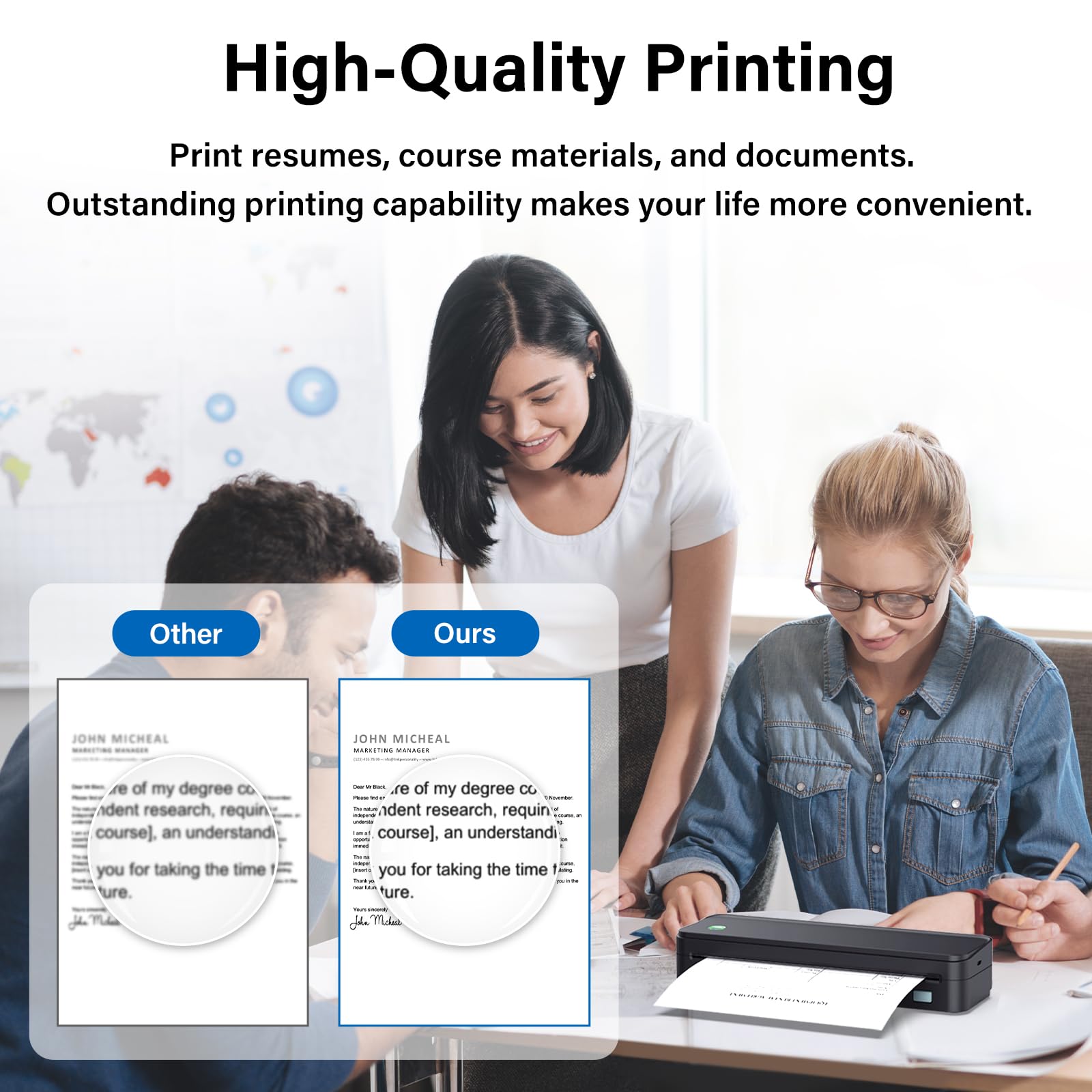 Inkless Portable Printer for Travel Wireless Thermal Printer Supports 8 5 x 11 Inch Thermal Paper Bluetooth Machine — view 6