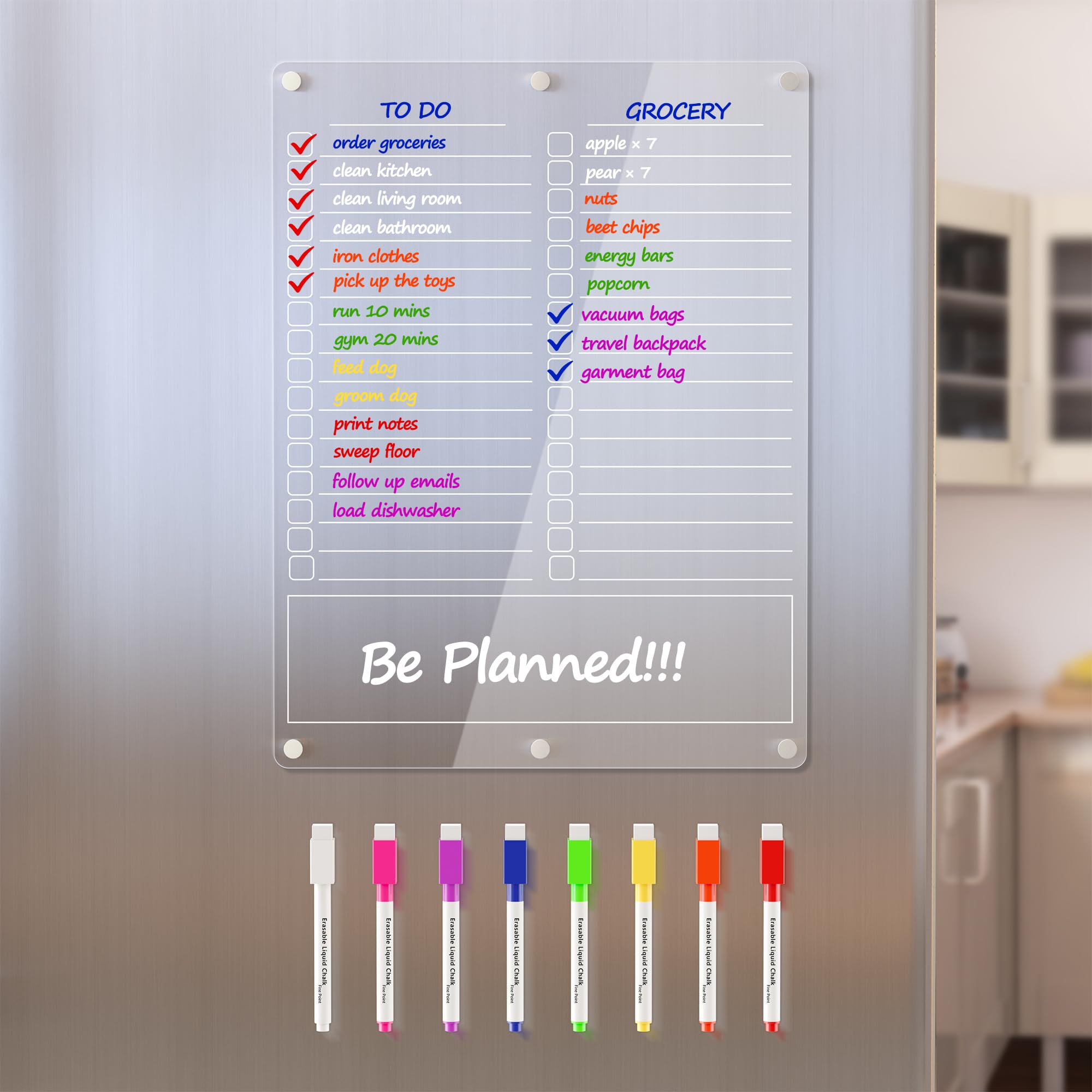 Neatsure Acrylic Grocery List Magnet Pad for Fridge, Reusable to Do List for Refrigerator, Clear Notepad Note Planning Board, Shopping List, Reminders