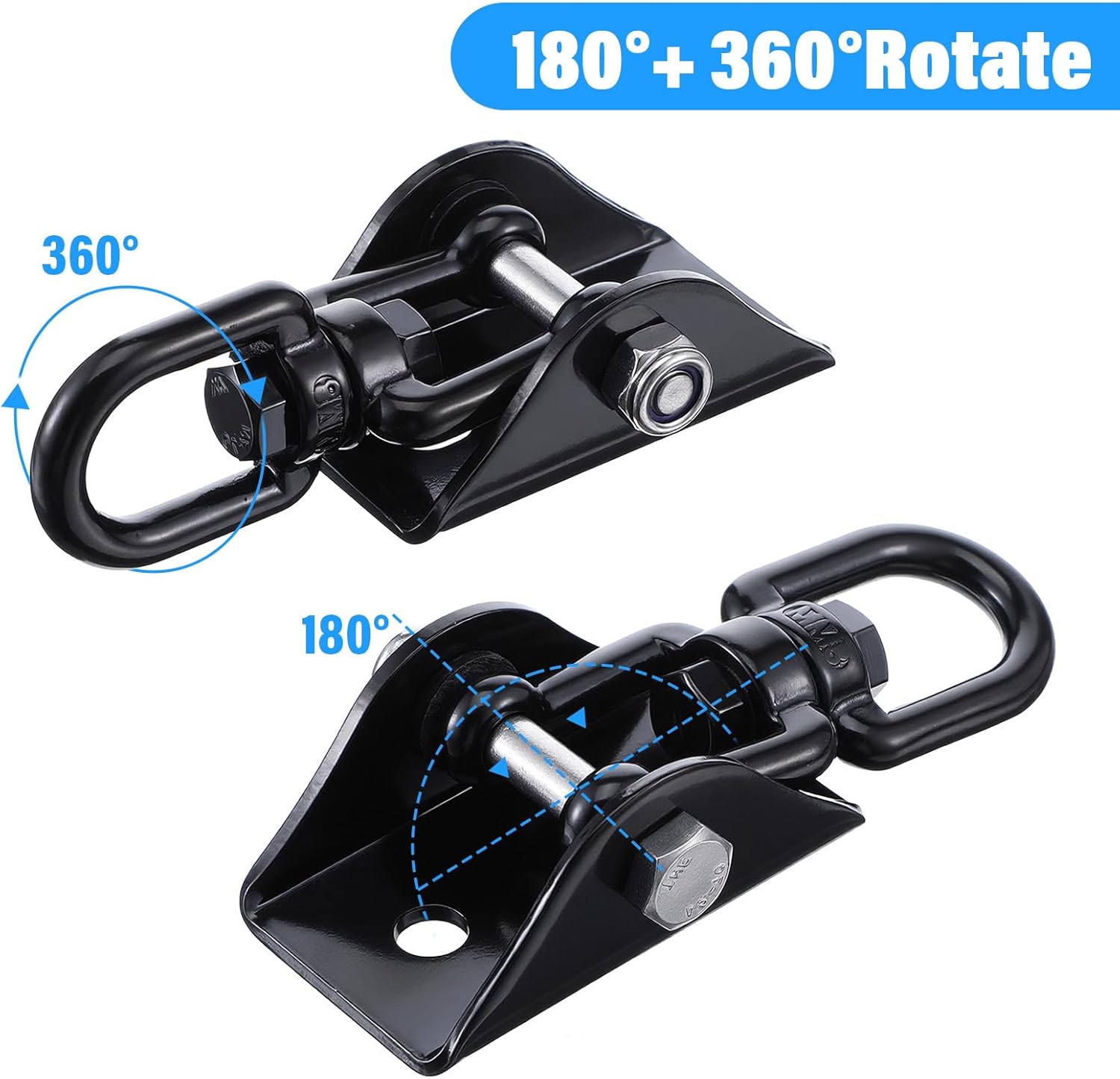 2 Pcs Swing Hanging Kit, Heavy Duty 2000 LB Capacity 360 Degree Rotating Hangers, Hardware for Porch Swing, Hammock, Chair, Yoga, Playground, Indoor and Outdoor Use, Black