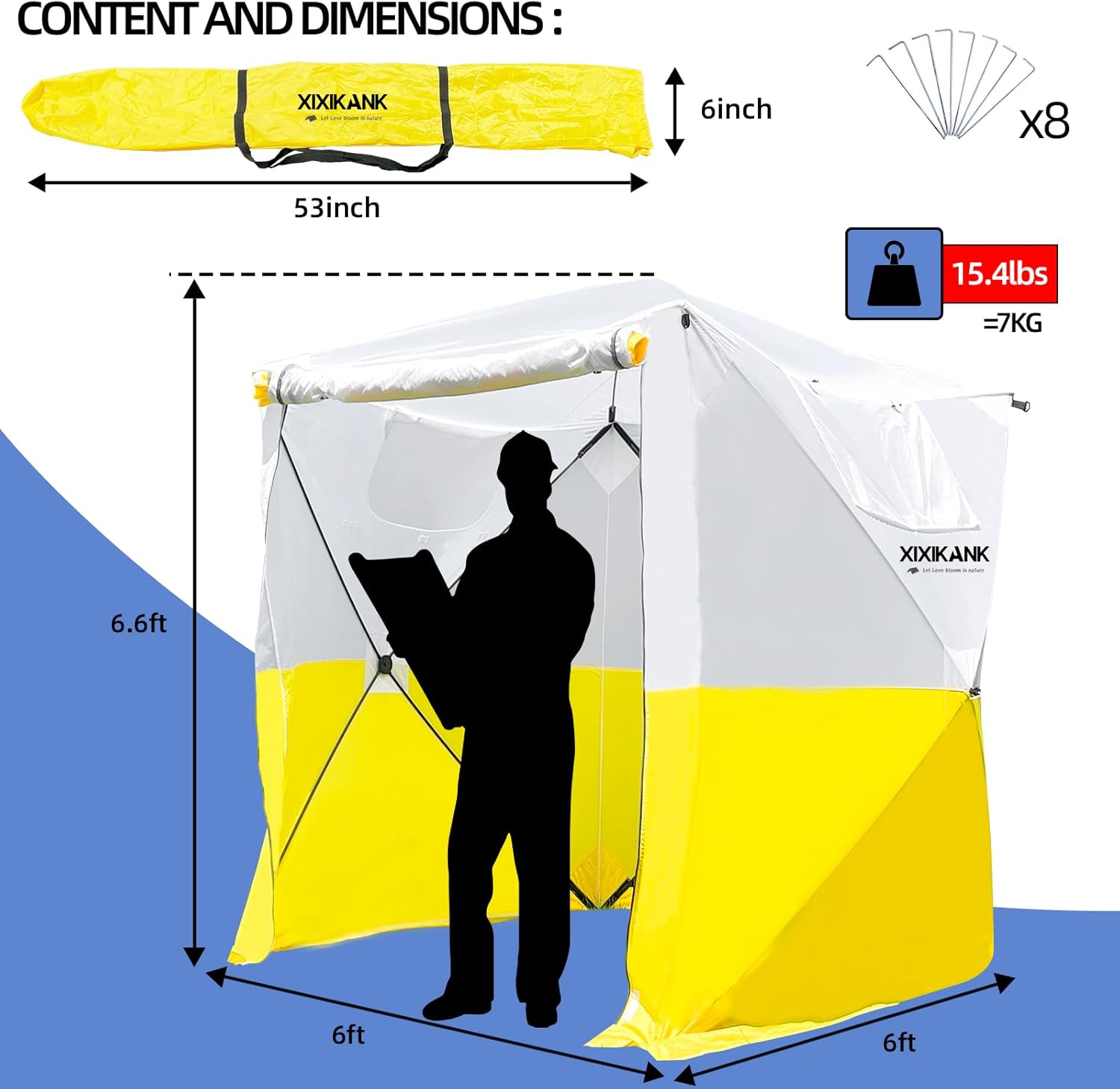 Pop Up Work Tent Instant Tool-Free Setup Portable Shelter for Outdoor Worksite, Construction, Gardening,Roadside Repairs,Emergency Shelter- Waterproof & UV Resistant Canopy 6ft x 6ft x 6.6ft