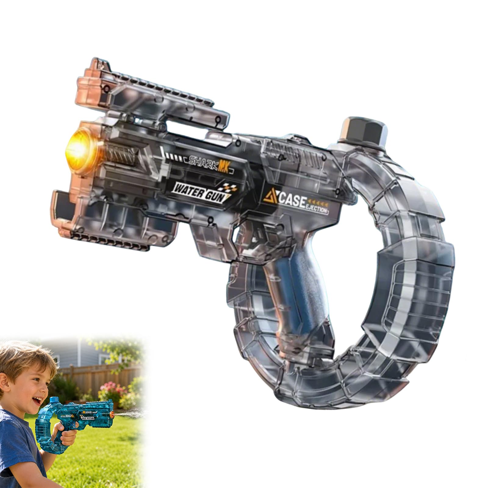 Electric Water Gun, Automatic Water Gun with LED Lights, Water Gun Electric for Kids & Adults, Large Capacity Battery Powered Water Blaster for Pool, Beach, Garden & Summer Outdoor Parties (Grey)