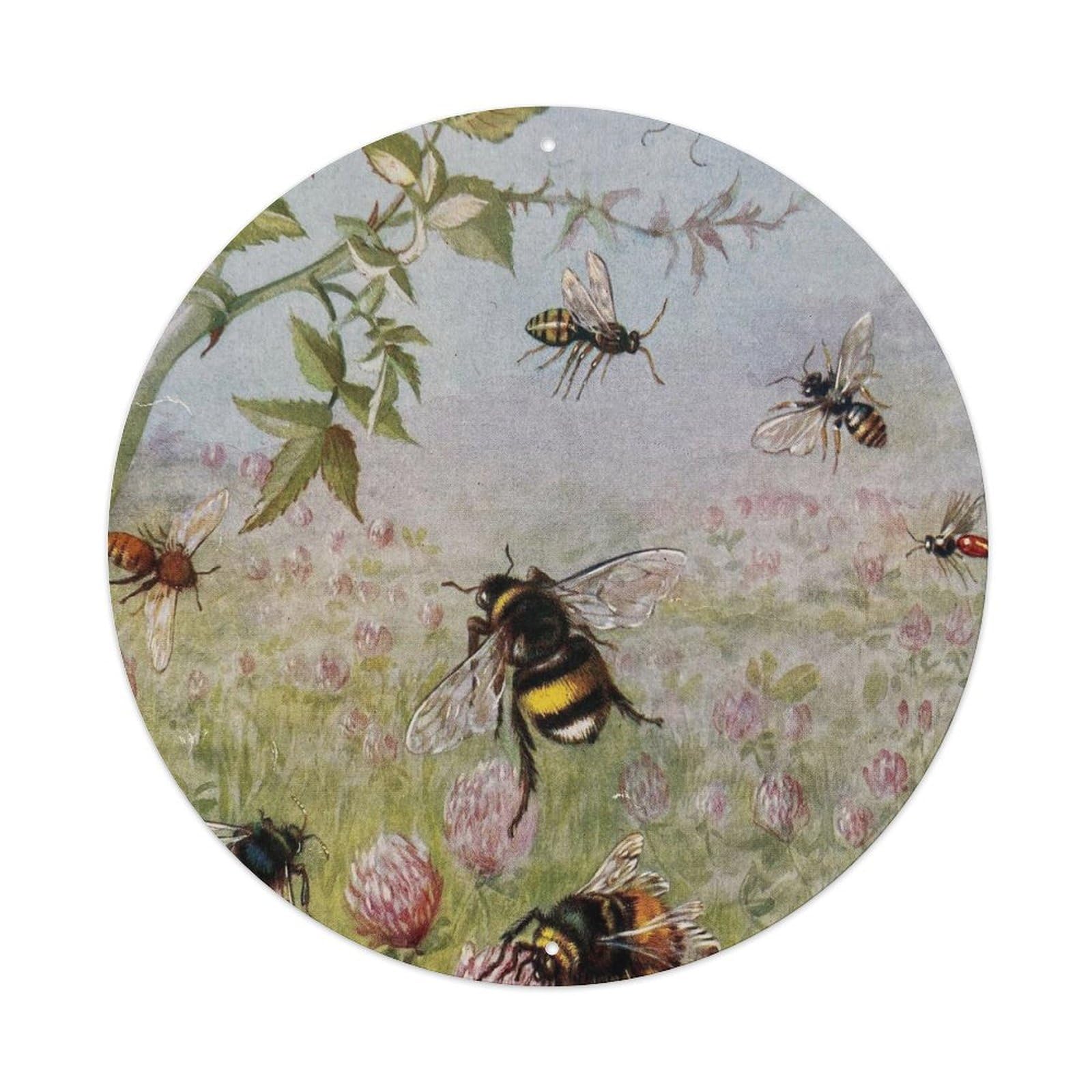 Animal Artwork Swarm of Honeybees Vintage Metal Tin Sign Plaque Wall Decor for Cafe, Club Bar, Office, Garden Metal Poster 8x8Inch