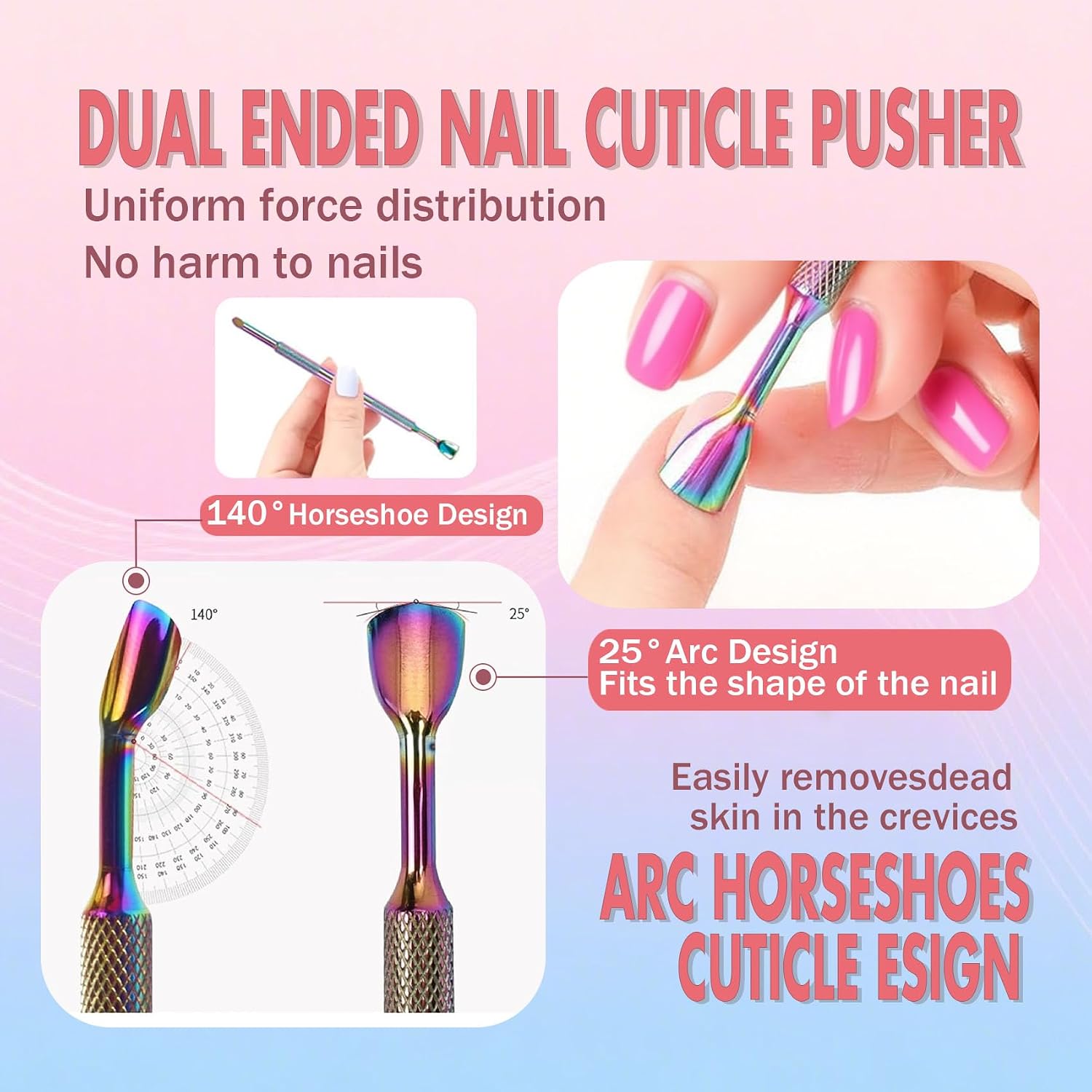 Nail Cuticle Pusher & Buffer Kit - Dual Grit 100/240 Sandpaper Pads, Self-Adhesive Replacement Flakes (100PCS) for Manicure, Nail Prep & Polish
