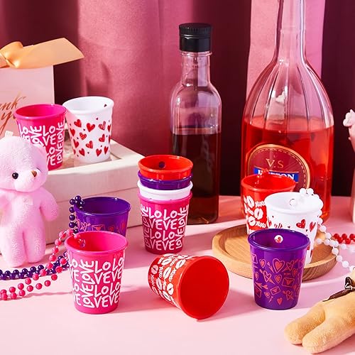 Miniatura 4 de 12 piezas de vaso de chupito para el día de San Valentín en collar de cuentas vasos de chupito de plástico vasos de chupito divertidos para adultos