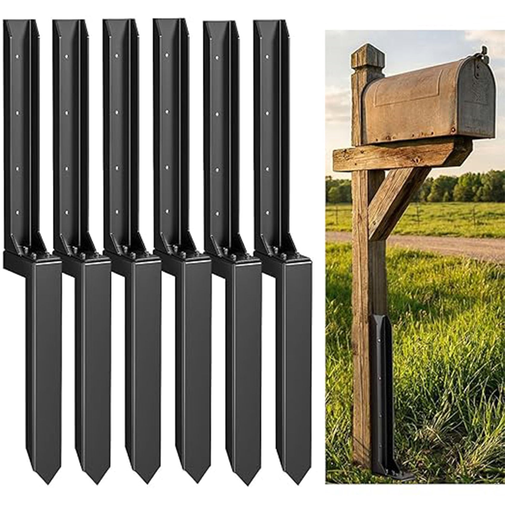 GOUZIBHD Fence Post Repair Fence Post Anchor Easy Fence Post Repair Kit Quick and Simple Post Anchor Ground Spike Fence Post Anchor Ground Spike Fence Post Repair Stakes(Size:85x12x5cm,Color:6B)