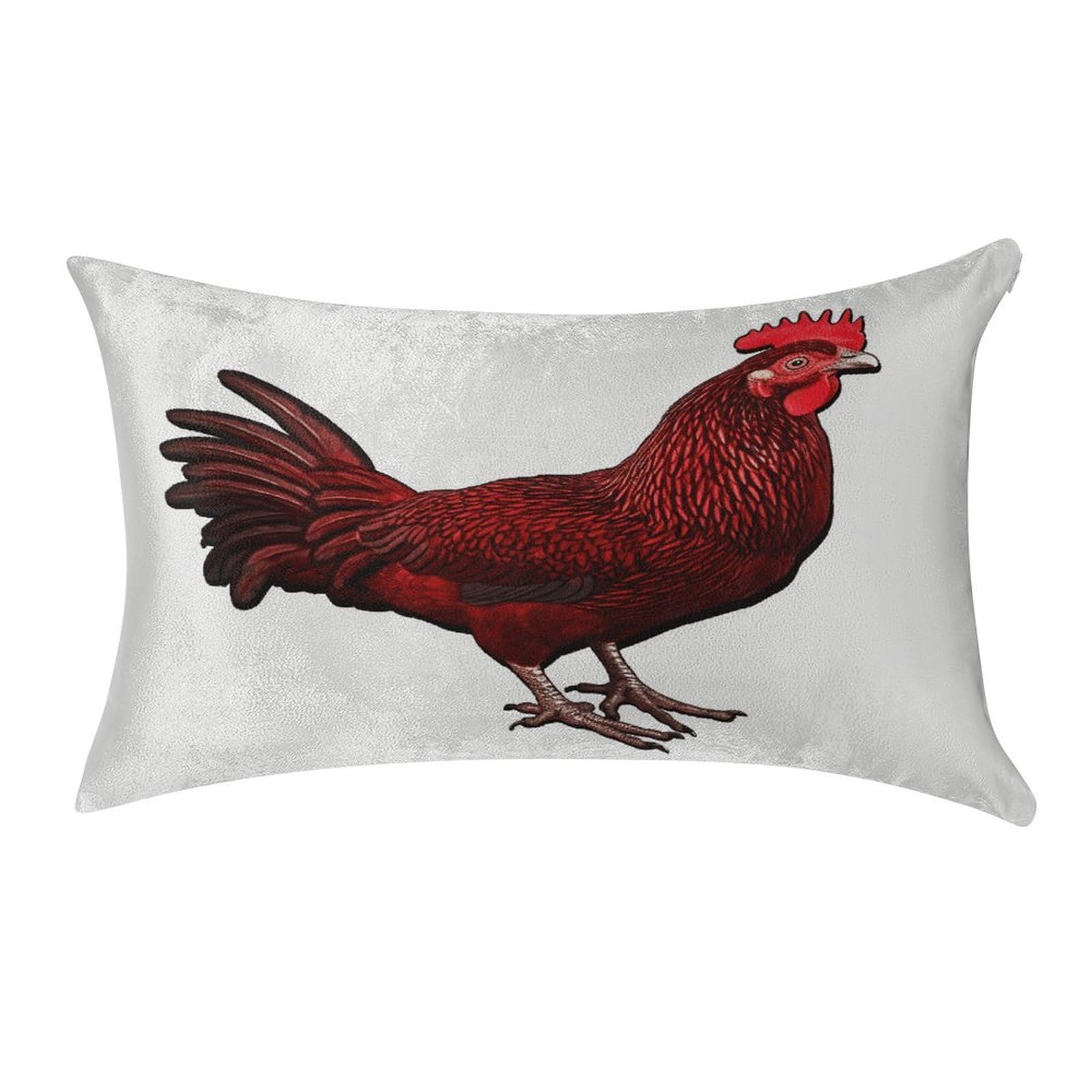 FekiLoot Red Chicken Pillow Covers Luxury Velvet Oblong Pillowcases Rectangular Throw Pillows Case Decorative Velvet Cushion Covers Ultra Soft Lumbar Pillow Shells 12 X 20 in