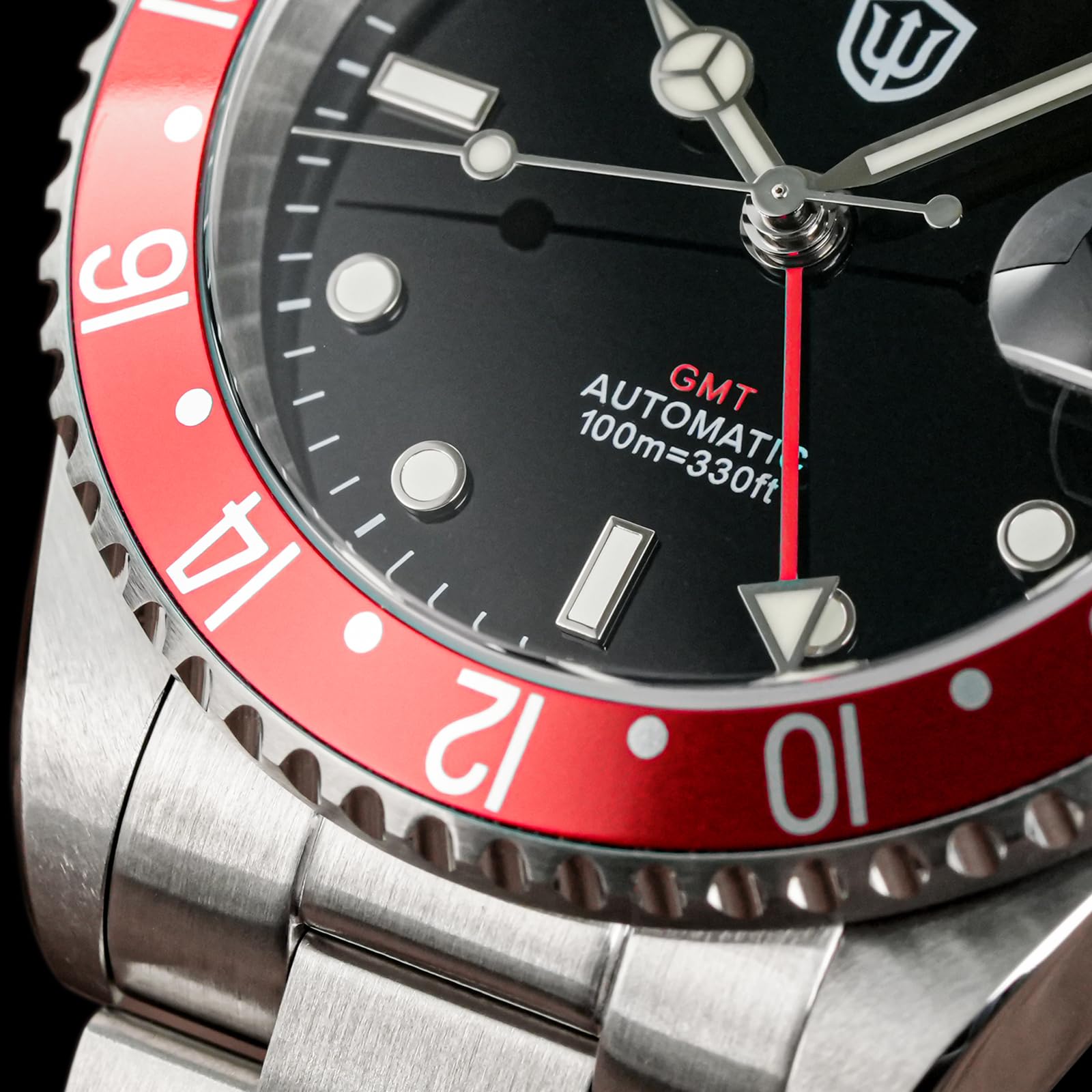 watchdives GMT-Uhren für Herren, WD0014, Taucheruhr mit Zwei Zeitzonen, NH34, automatische Vintage-Armbanduhr, 40 mm, Aluminium-Lünette
