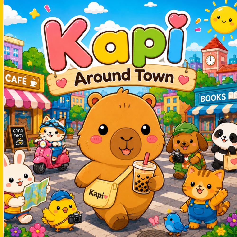 Kapi Around Town: A Cute Kawaii Coloring Book That Kids Love!