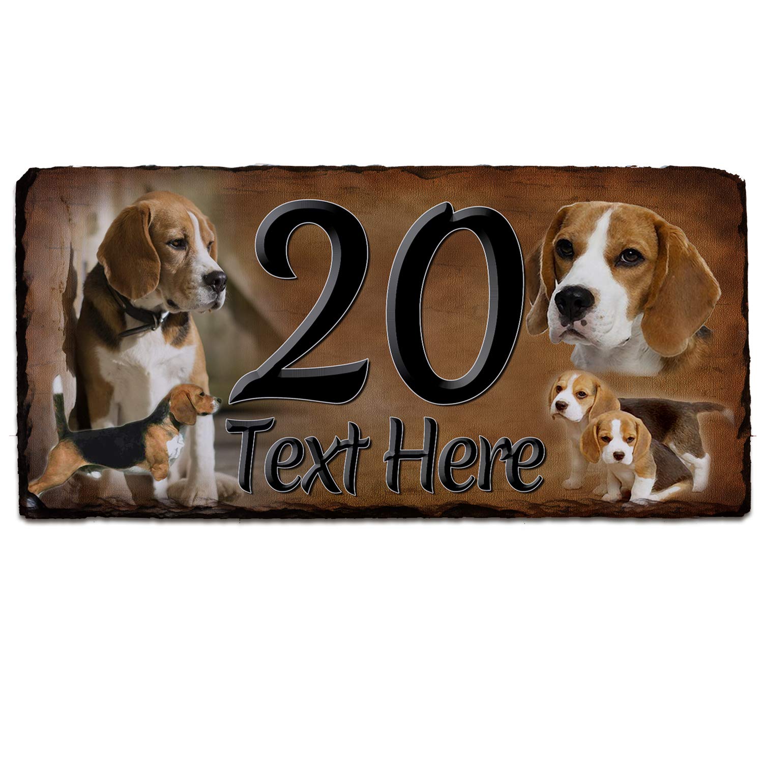 Beagle Dog House Number Slate Name Gate Sign Plaque Door Personalised DSL03