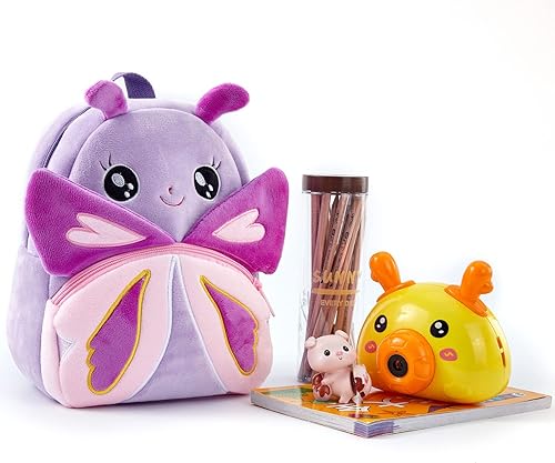 Miniatura 7 de NICE CHOICE Linda mochila para niños pequeños, mini bolsa de viaje de dibujos animados de animales de peluche para bebés, niñas y niños de 2 a 6