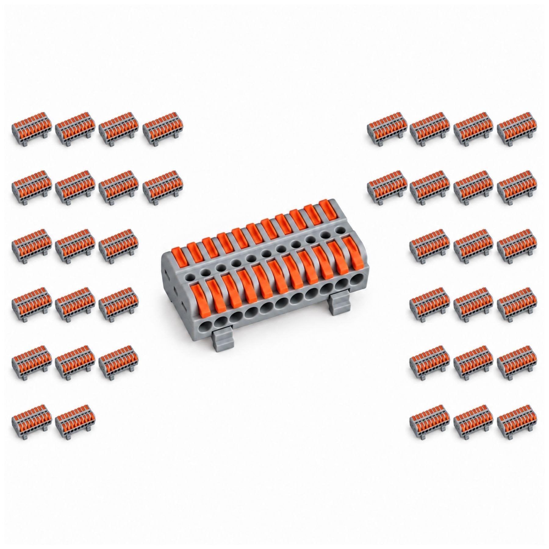 40 borniers électriques 10P, avec crochet pour rail barre DIN, connecteurs électriques rapides avec 2 entrées, de 0,5 à 4 mm² jusqu'à 450 V 32 A (10 broches)