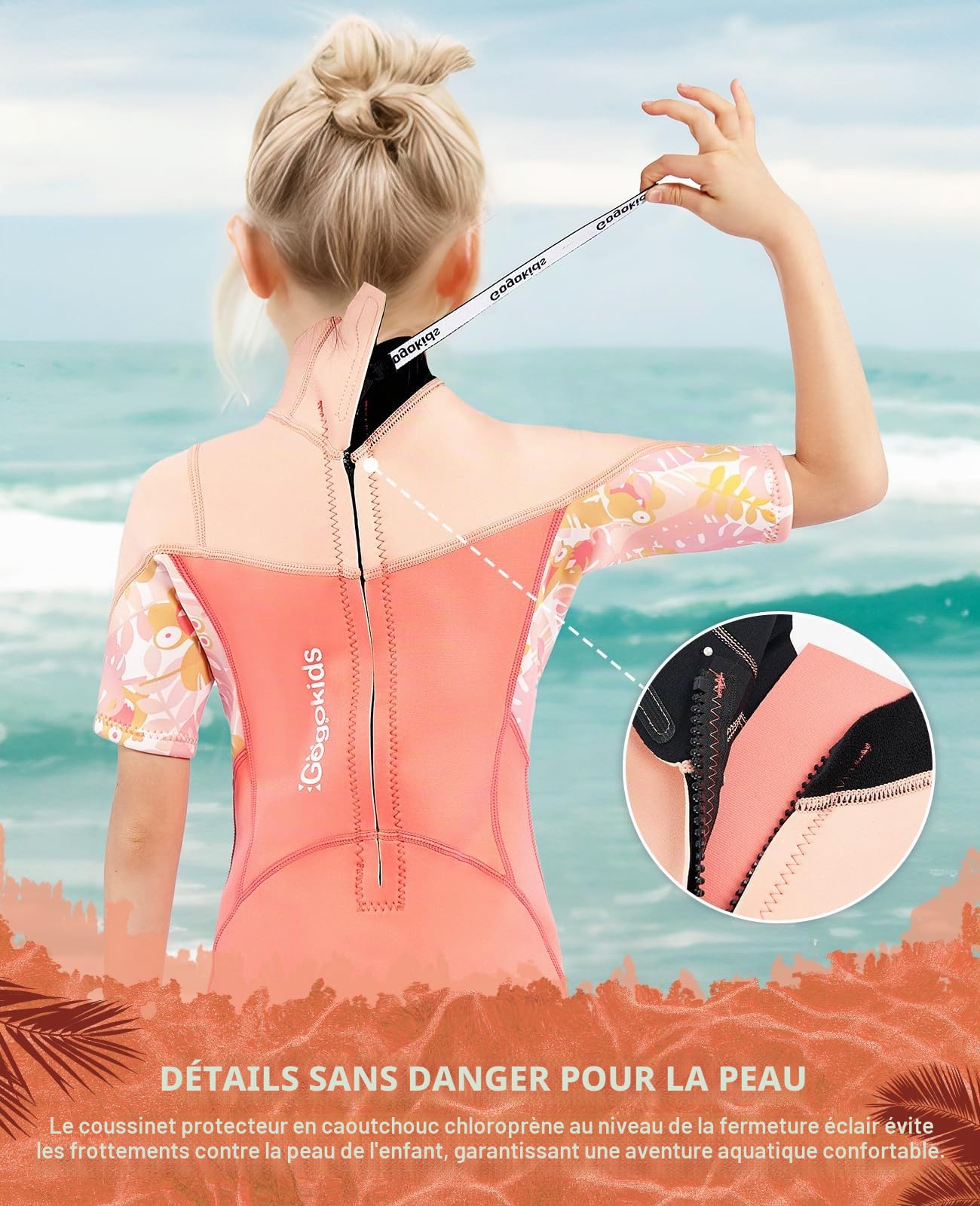 Gogokids Shorty Muta per Bambini, Mute in Neoprene da 2.5mm per Bambini, Mute Bagnate Corte Con Cerniera Posteriore per Comfort e Calore, Muta UV per Nuoto, Snorkeling e Surf, Età 2-8 Ragazzi Ragazze