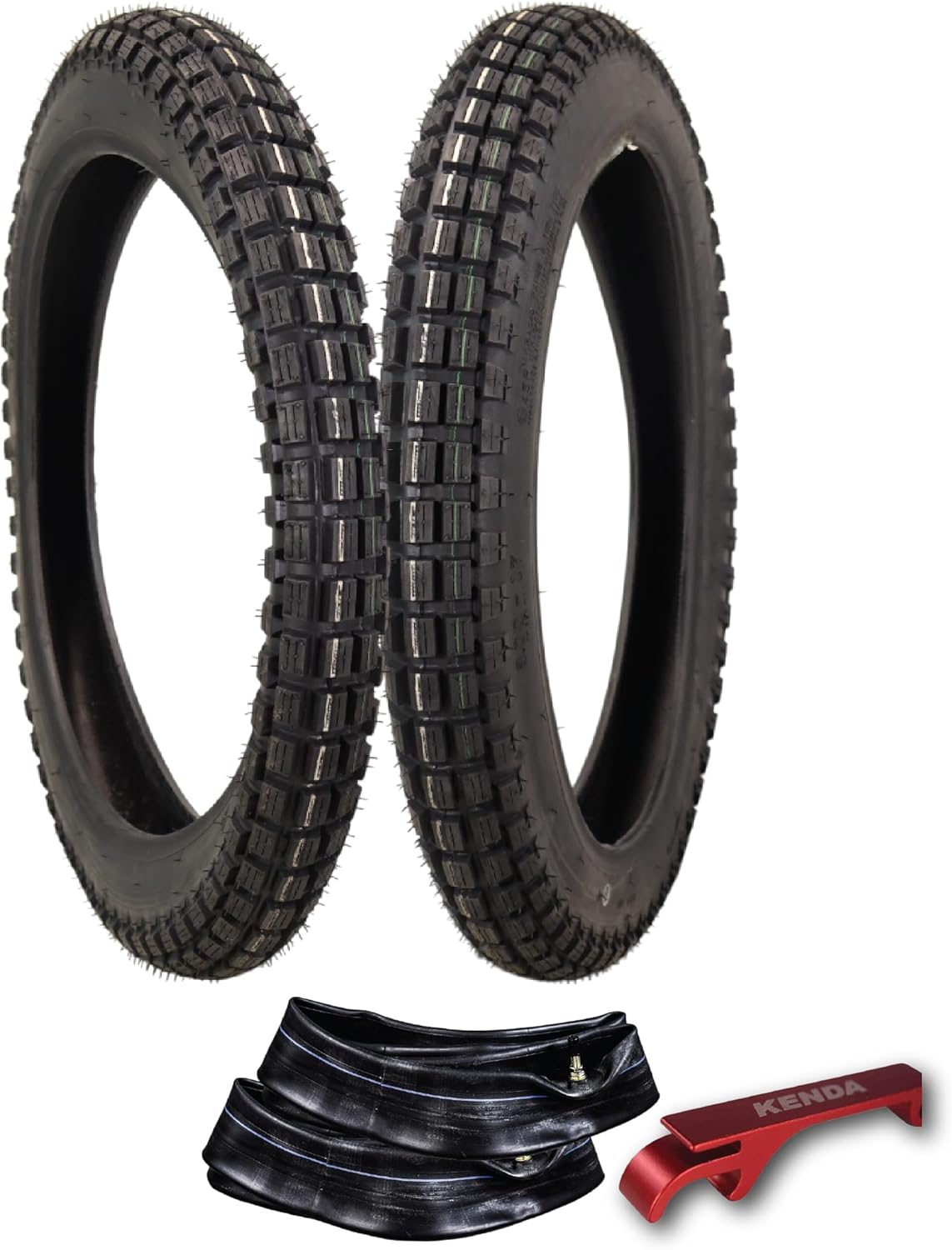 Kenda Small Block K262 Tube-Type (TT) Tires for Small Street and Trail Bikes, Dirt Bikes, and Scooters - Durable Off-Road and On-Road Performance with Keychain