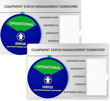 Status Signs for Machine 2-Pack|3 Status Spinner 11.87.9|STANDBY/MAINTENANCE/OPERATIONAL|White Heavy-Duty Signboard Industrial Safety Markers