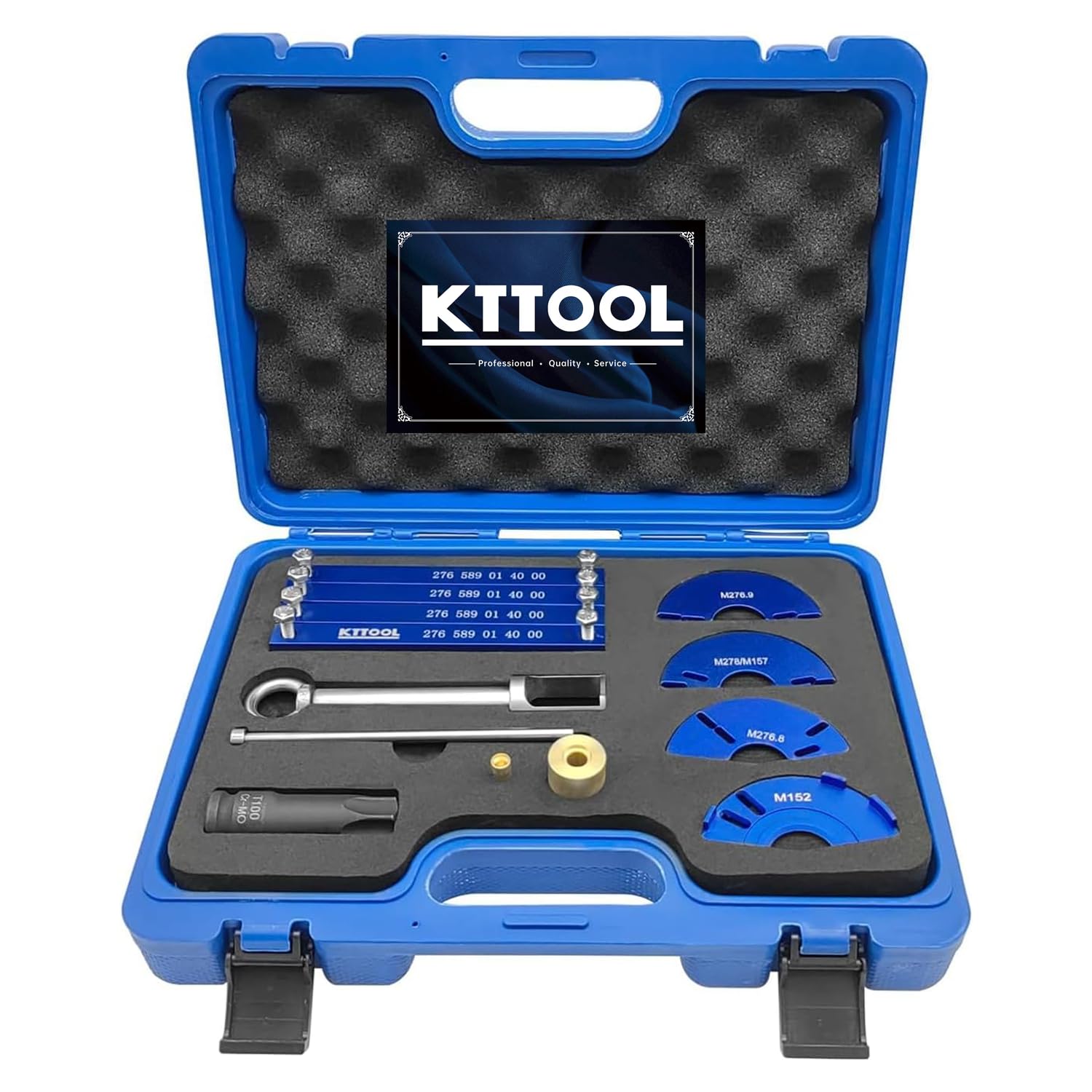 KTTOOL Engine Alignment Locking Timing Tool Kit Compatible with Mercedes Benz M157/M276/M278, with 4PCS Camshaft Adjuster Tool, T100 Camshaft Socket,