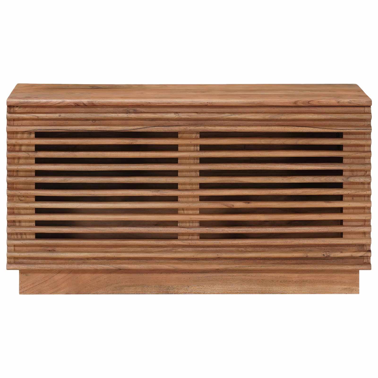 Aufbewahrungsbox Akazienholz Natur 85x40x46 cm | Massivholz und Holzwerkstoff, offenes Design, für Zeitschriften und Decken, 1 Stück