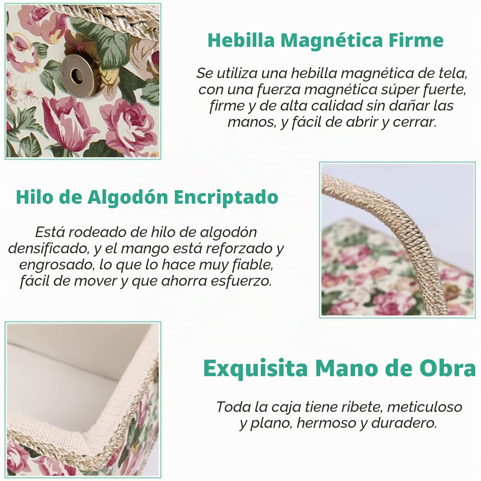 Cesta de costura, caja de costura, caja de agujas, organizador, estilo rosa, algodón, plástico, madera, bolsa portátil, 30,5 x 23 x 15,5 cm