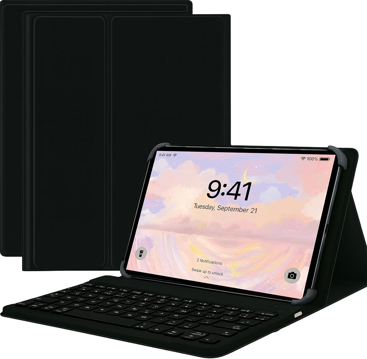 for TCL NXTPAPER 11 Gen 2 Tablet Case with Detachable Magnetic Keyboard, Fits 9-11 Inch Tablets, TPU Protection, Premium PU Leather, Type-C Charging (Black, TCL NXTPAPER 11 Gen 2)