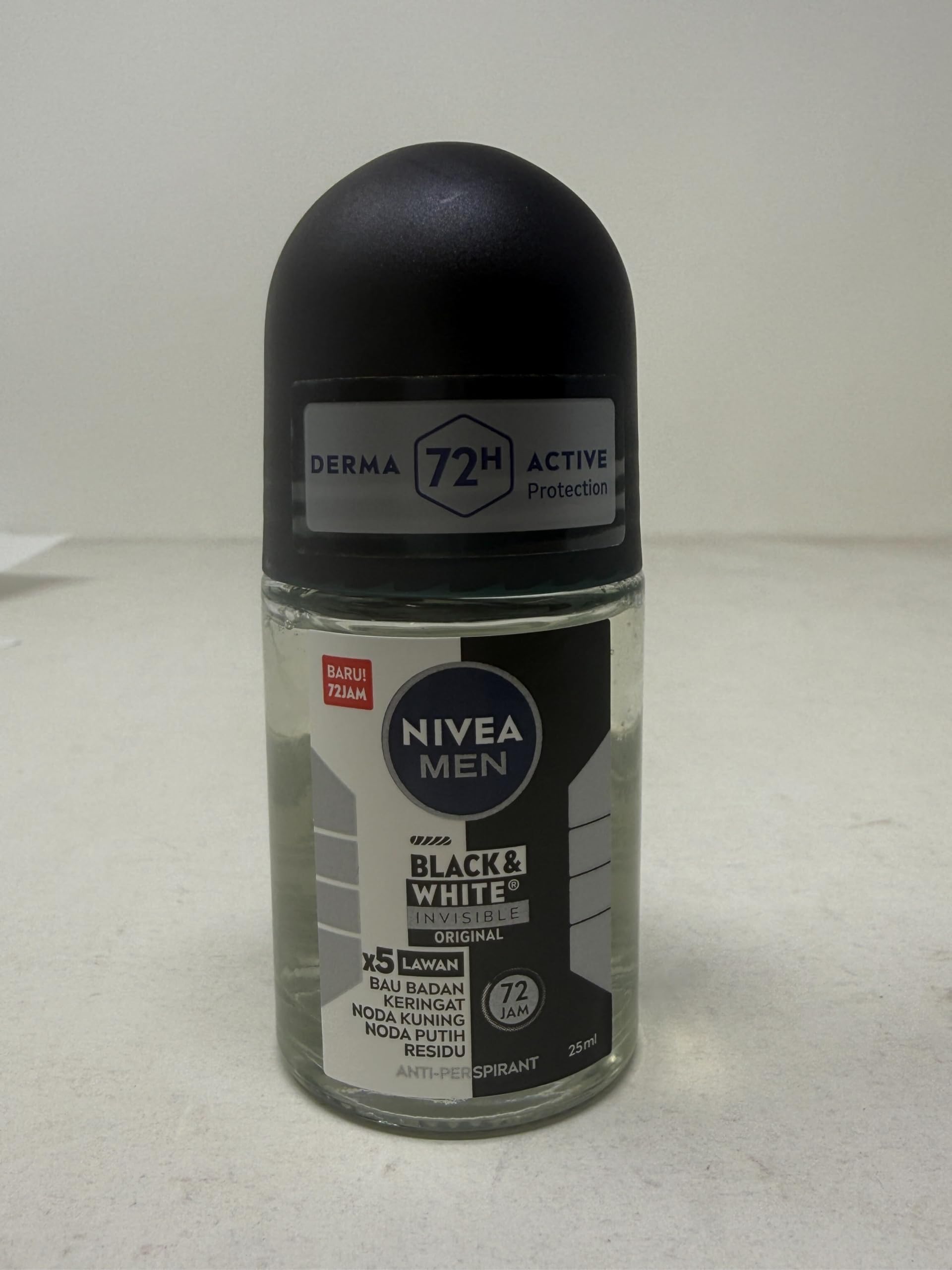 NIVEA Men Invisible Black & White Original Roll-On Deodorant, 25ml, Pack of 6