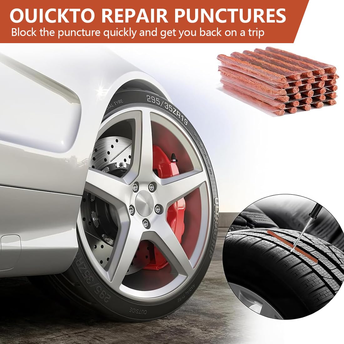 GXGM 40 Pezzi Tappo di Gomma per Riparazione Pneumatici, Striscia di Riparazione Pneumatici, Riparazione Pneumatici Tubeless, Riparazione di Emergenza Foratura Striscia di Pneumatici per Auto, Moto