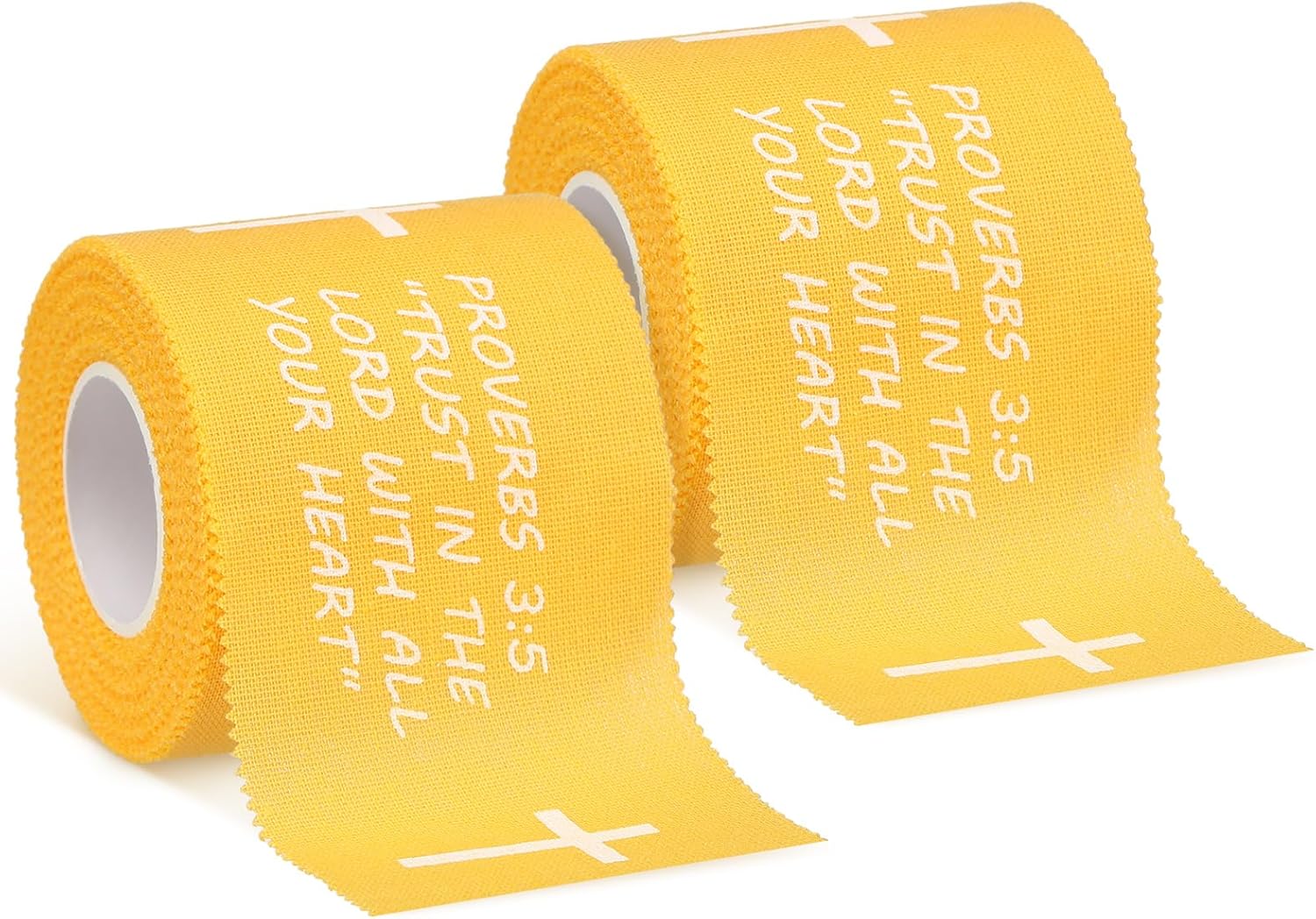 MiniInflat 2 Pcs Christian Cross Athletic Tape Sports Tape 2in x 23ft Religion Jesus Wrist Wrap for Soccer Football Baseball, Gift for Graduation Teacher Nurses Week Pentecost(Yellow,Proverbs)