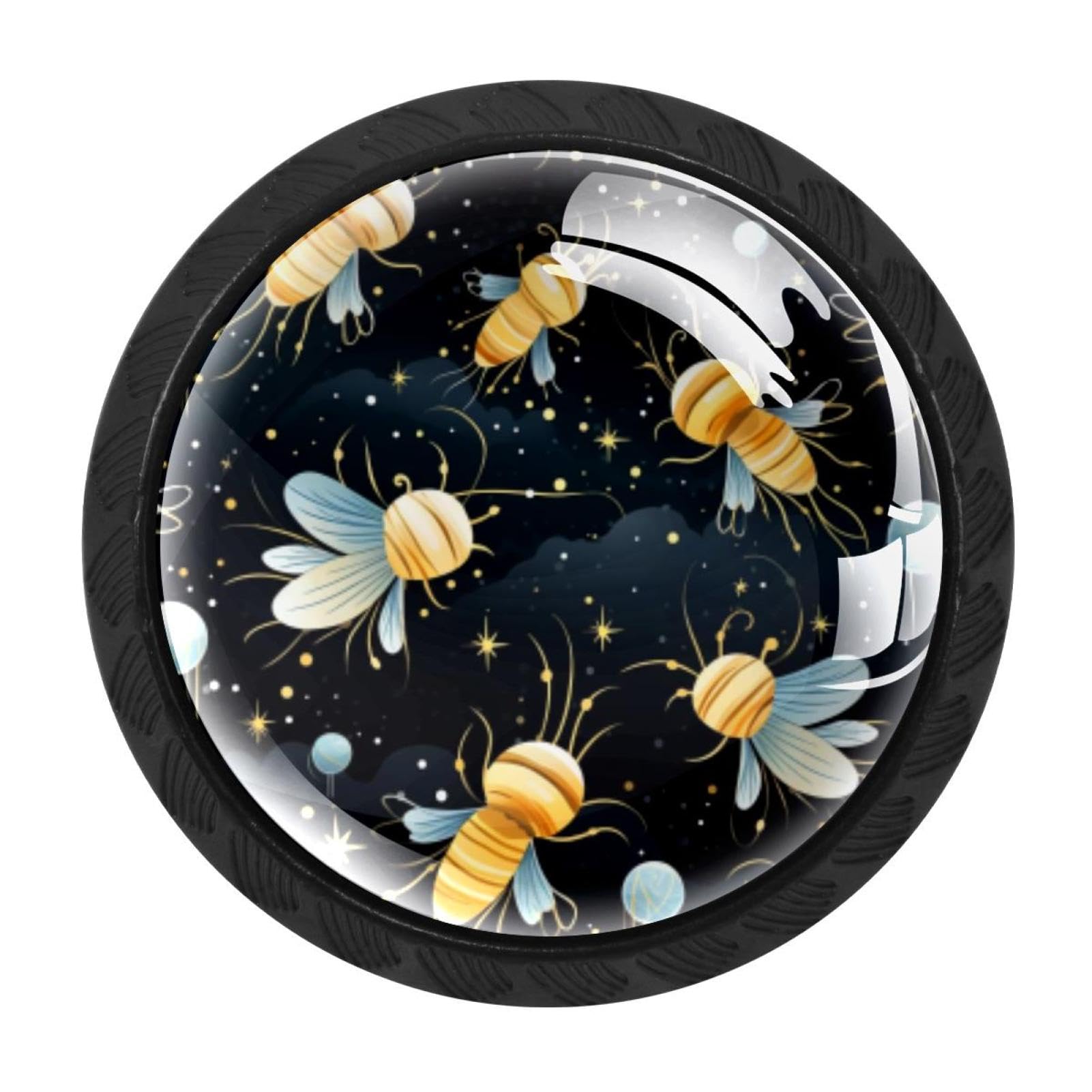 Chenzzzz Multicolored 04 4 Pack Black Starry Bee Cabinet Pulls With Screws, Kitchen Cabinet Knobs Hardware