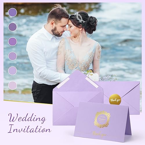 Miniatura 4 de Colarr 360 tarjetas de agradecimiento moradas con sobres, calcomanías a granel de 4 x 6 pulgadas, tarjeta de felicitación de agradecimiento en