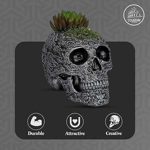 Miniatura 3 de Maceta de calavera  Decoración de calavera  Maceta con drenaje  Maceta de calavera  Para suculentas y cactus  Interiorexterior  Hecho a mano en los
