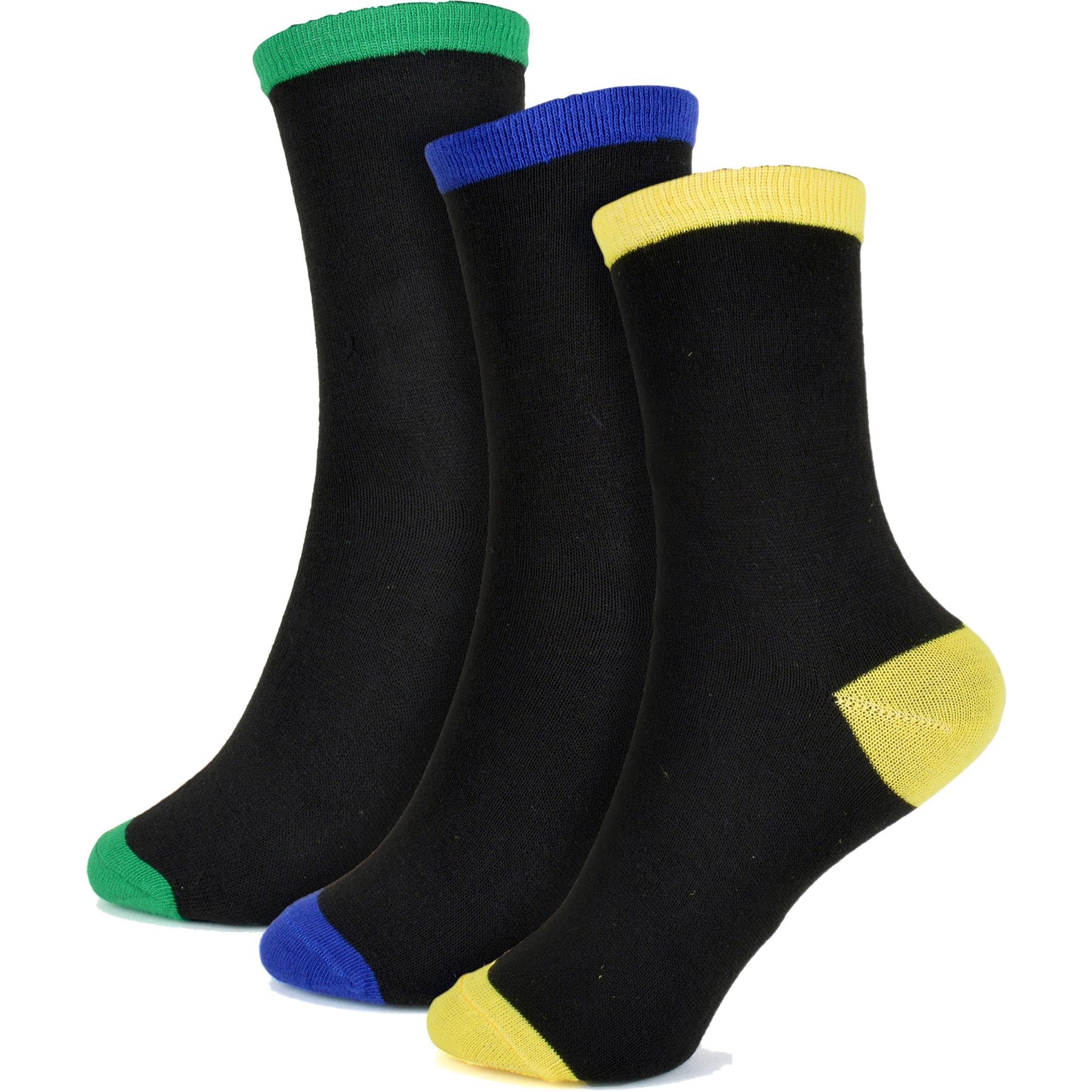 A2z 4 Kids Boys Black B Stylish Contrast Heel And Toe Socks - Socks Az123 3 Pack 11-14