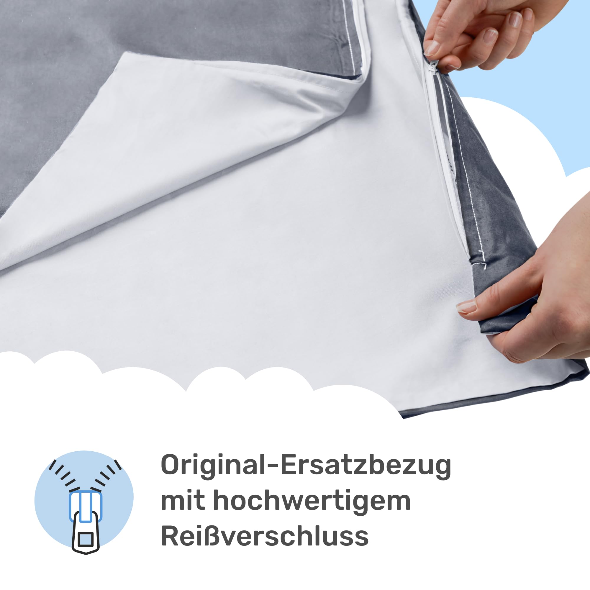 Dailydream Bezug für Erwachsenengewichtsdecke 135 x 200 cm weiß 100% Baumwolle Ersatzbezug waschbar atmungsaktiv
