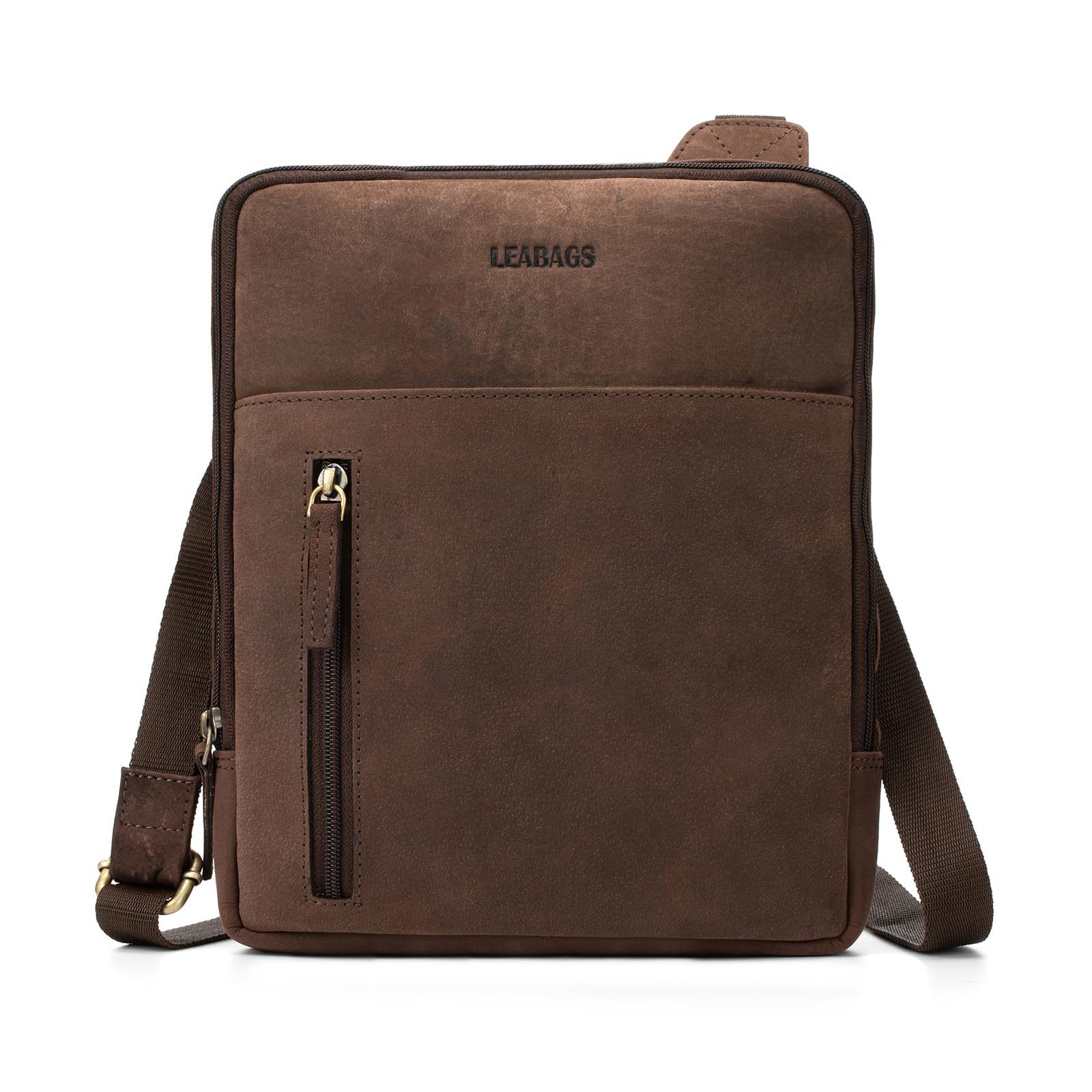 LEABAGS Men's Leather Small Shoulder Bag, Messenger Bag with Shoulder Strap, Men's Travel Bag