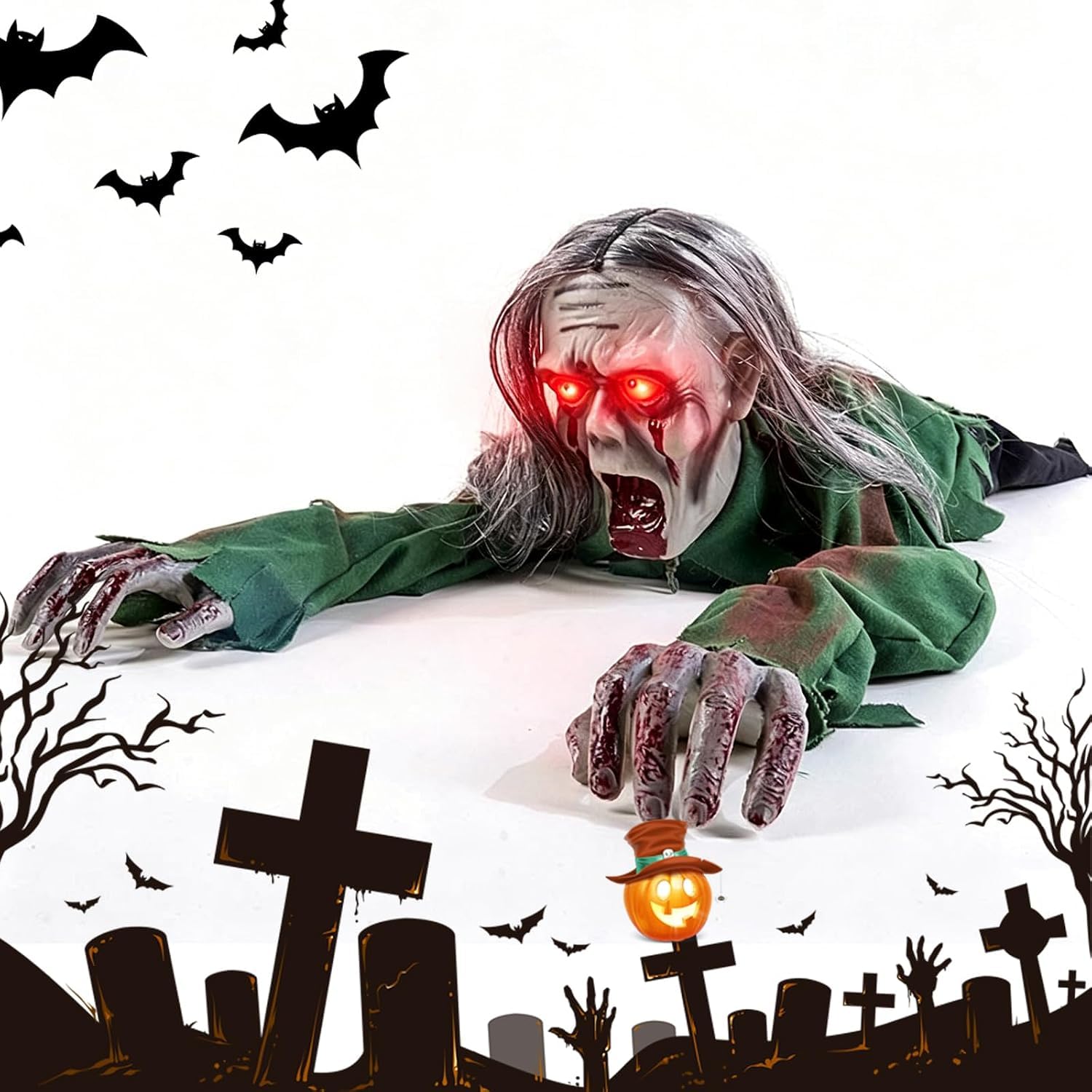 Générique Crawling Zombie Animatronic, effrayant pour tombe Crawler pour