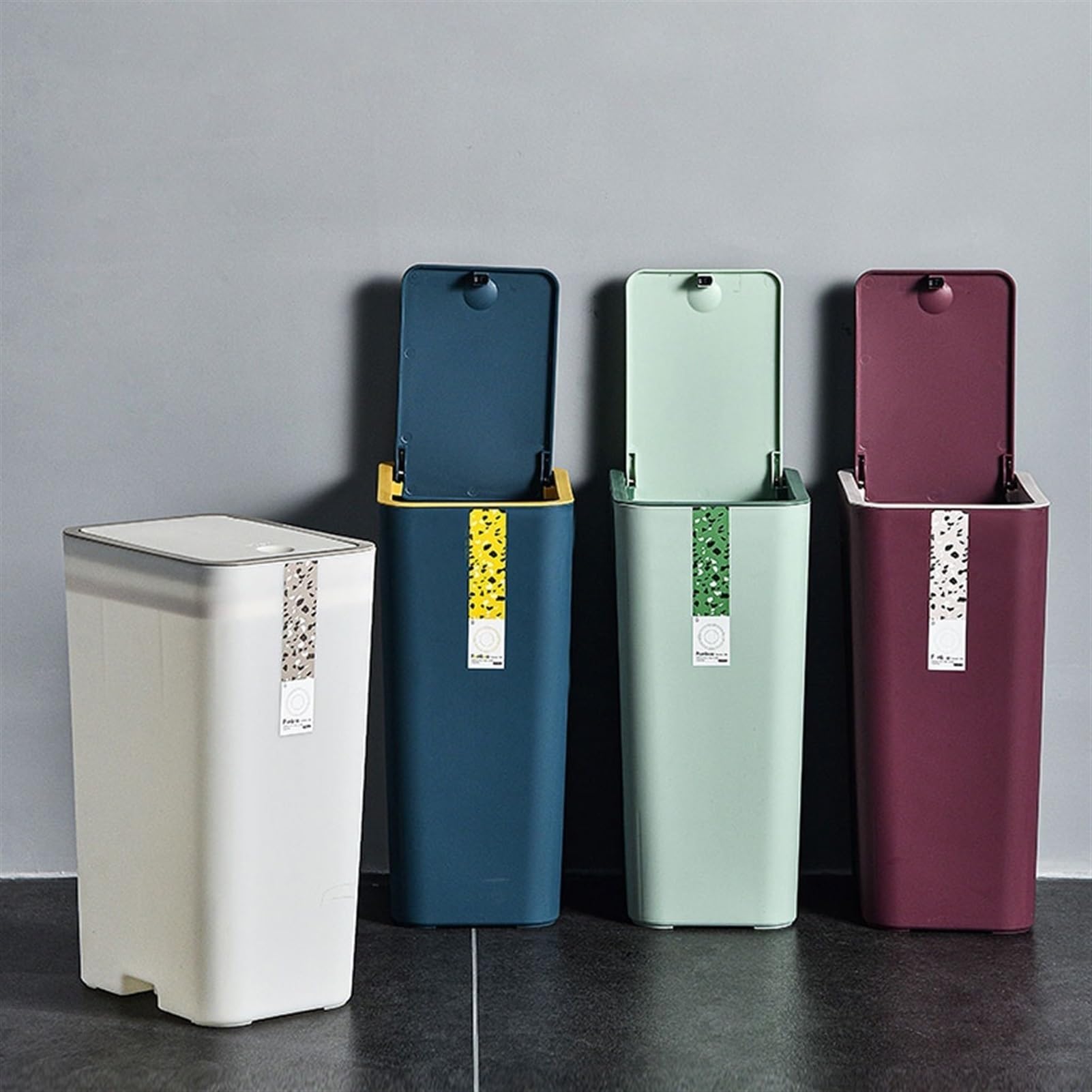 Cestino per la spazzatura interno alla moda, Pattumiera pressata a fessura da 12 l for la casa, soggiorno, cucina, con coperchio, cestino for la carta igienica, bagno di grande capacità Ottieni più sp