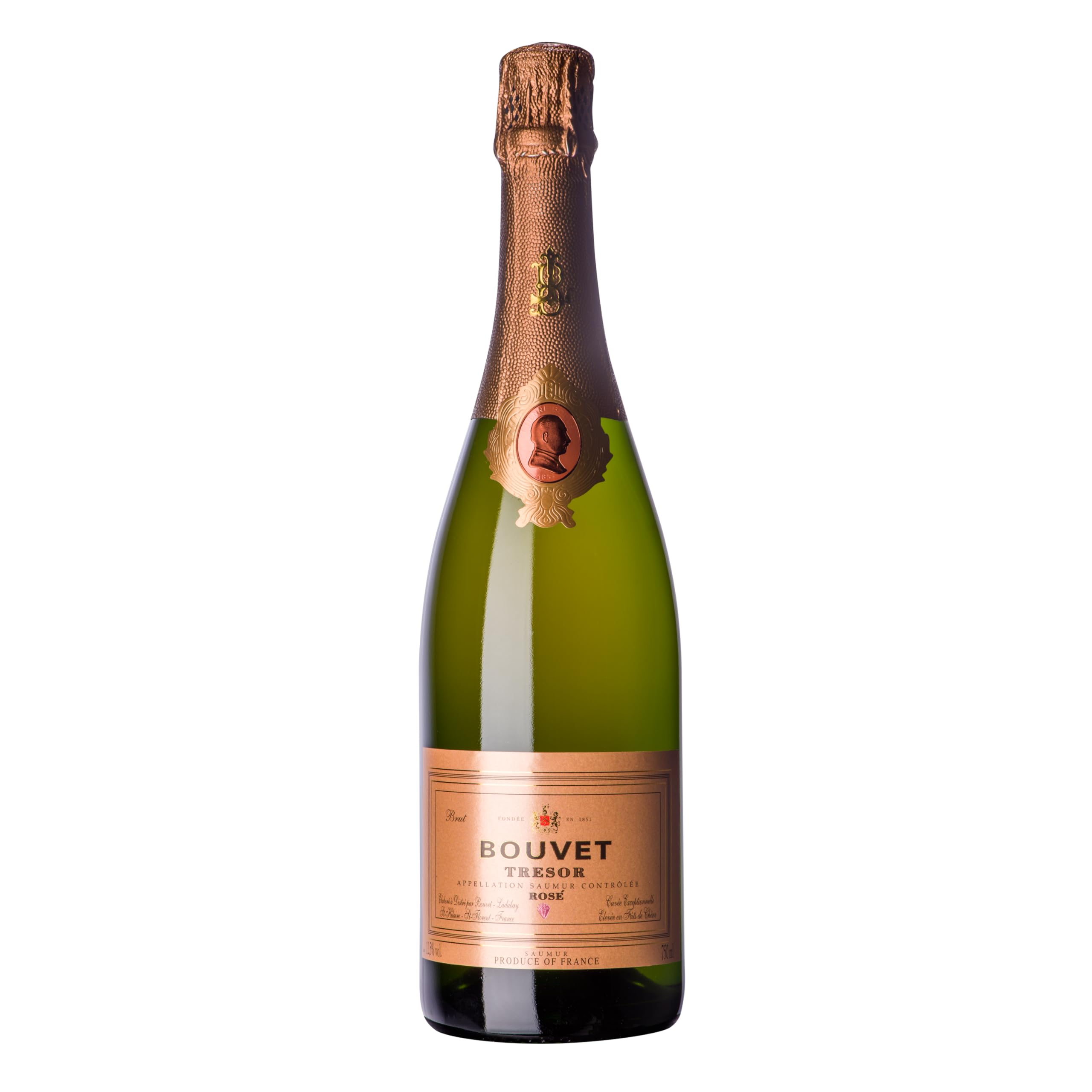 Bouvet Trésor Rosé Saumur Brut AOP - Schaumwein - Im Eichenfass ausgebaut - Cabernet Franc - Für Apéritifs, Nachtisch - 1 x 0.75 L