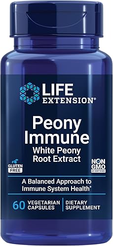 Life Extension Peony Immune, raíz de peonía blanca, apoyo a la salud inmunológica, sistema inmunológico, sin gluten, sin OMG, vegetariano, 60