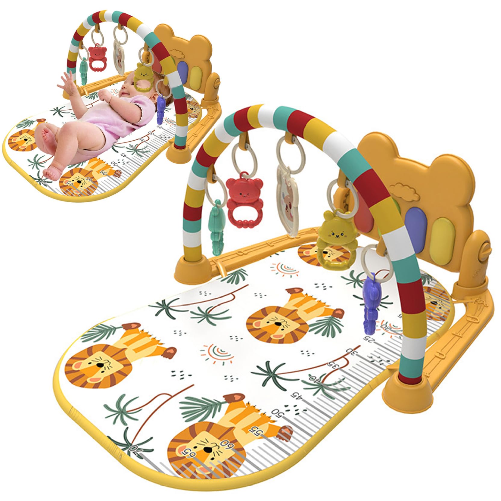 Palestrina da gioco per bambini, centro attività per bambini con musica e luce Tappetino da gioco per palestra facile e sicuro con ciondolo a sonaglio Tappetino per la pancia, giocattoli per neonati
