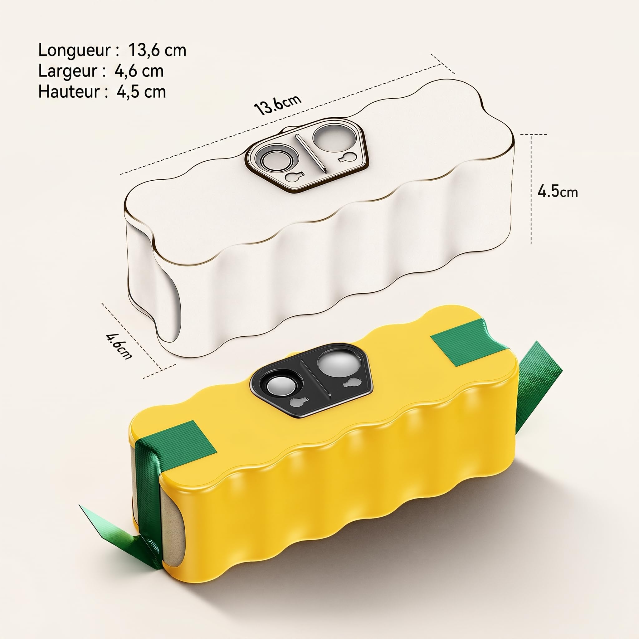 Morpilot 5500mAh Batterie pour iRobot Roomba 500 600 700 800 Séries et R3, Scooba 450 Aspirateur, 14.4V Ni-MH, avec 2 Brosses Latérales