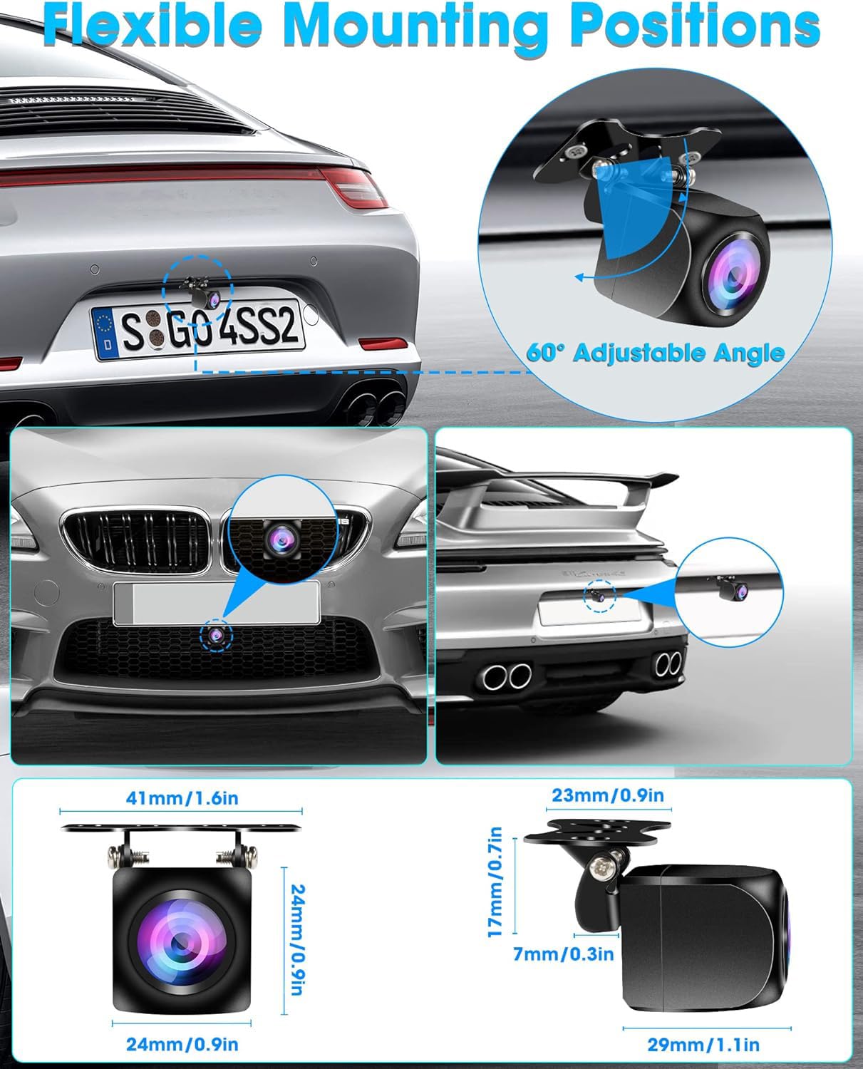 Monitor Auto 5 Pollici AHD 1080P Con Telecamera Posteriore IP68 - Visione Notturna, Parcheggio Assistito Per SUV E MPV - Foto 11