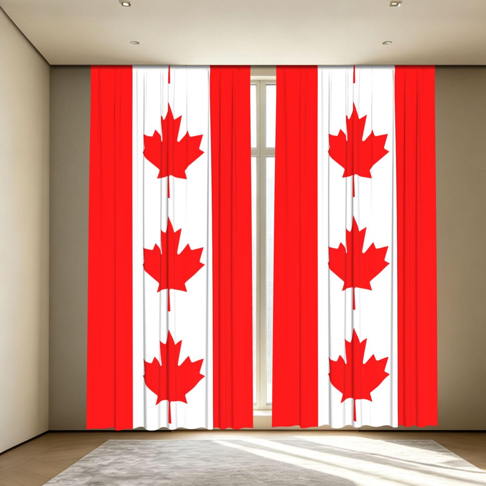 Yyoretp Canadian flag Print Blackout Curtains for Living Room Bedroom Thermal Insulated Window Drapes.