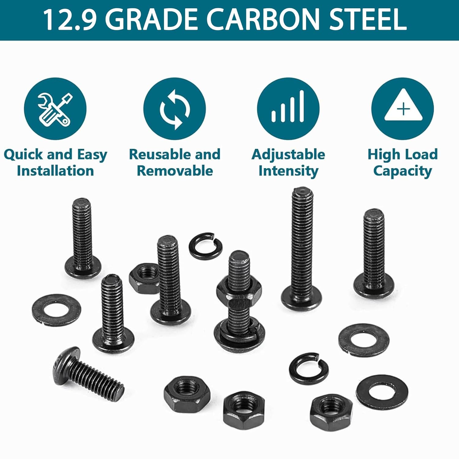 621PCS Black M5 Button Head Hex Socket Cap Screws, M5x8/10/12/14/16/18/20/25/30/35/40mm Metric Screws Bolts Nuts Washers Assortment Kit with Wrench,12.9 Grade Carbon Steel,Black Oxide Finish