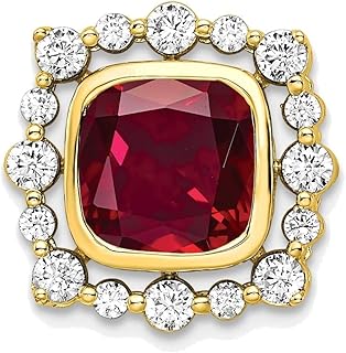 Bonyak Jewelry 14kt Yellow Gold Lab Grown Dia. SI1/SI2, G H I, Lab Created Ruby Square Pendant