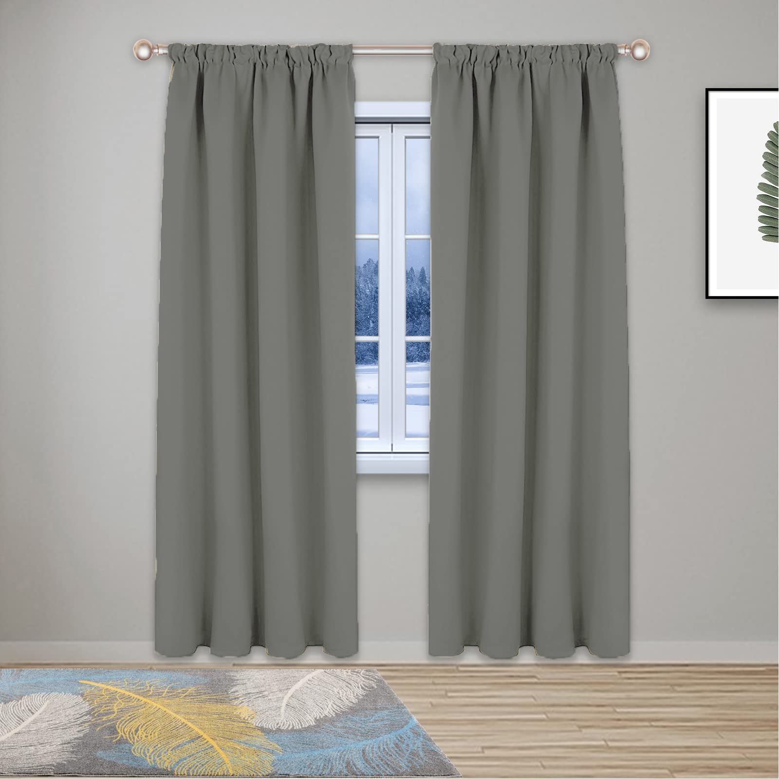 GZQIAWY 1 Pack Blackout Curtains Thermal Curtains for Bedroom Living Room Soft Window Treatments for Kids Super Soft Pencil Pleat Gray Green 100 in x 65 in (W x L)