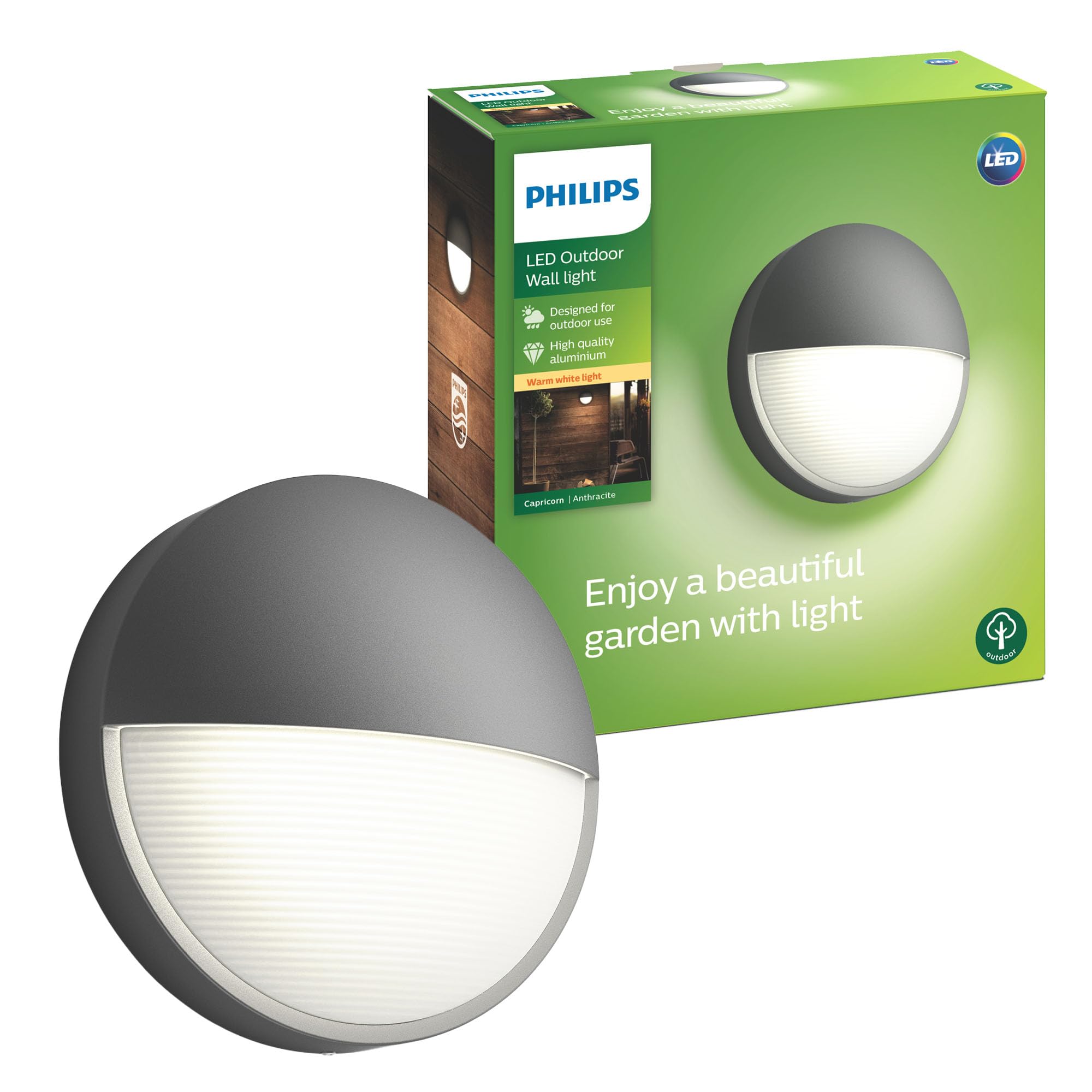 Philips Mygarden Capricorn Led Outdoor Wall Light [Anthracite] Built In Led. For Garden And Patio Lighting