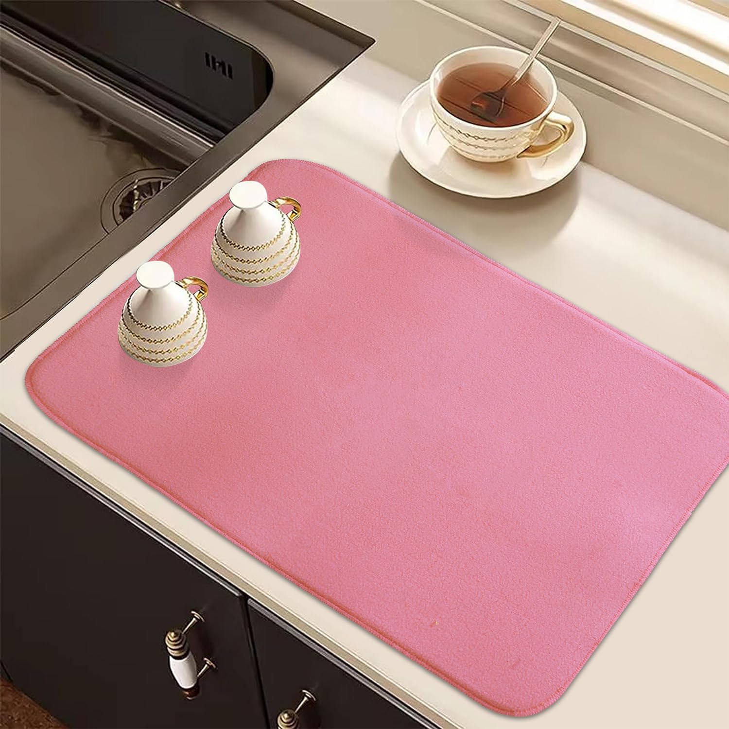 Heart Home Dish Dry Mat | Microfiber Drying Mat | Kitchen Drying Mat | Reversible Mat | Kitchen Absorbent Mat | Dish Dry Mat for Kitchen | 38x50 | Pink (B0CGVGFLWX) Amazon Price History, Amazon Price Tracker