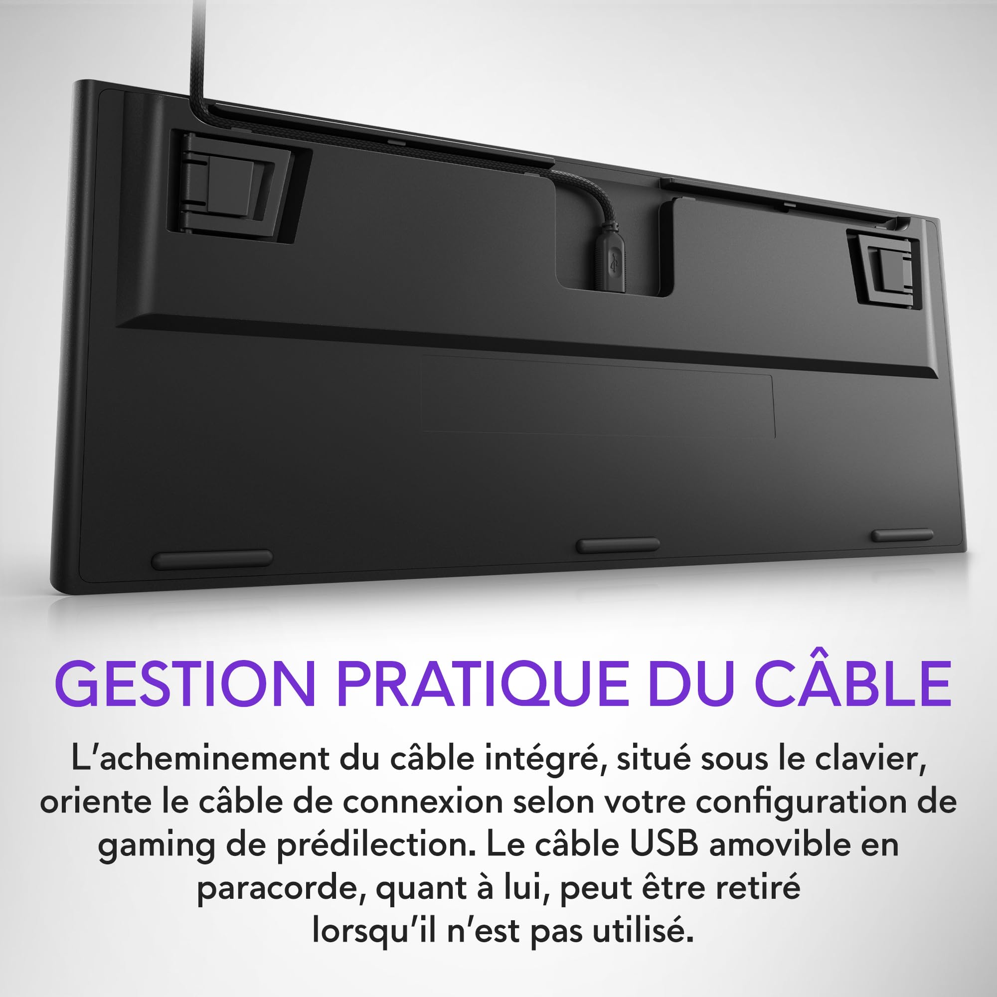 Alienware AW420K Clavier Gaming Filaire QWERTY, format compact sans pavé numérique, Cherry MX Red, touches PBT durables, rétroéclairage AlienFX RVB, USB détachable, Dark Side of the Moon