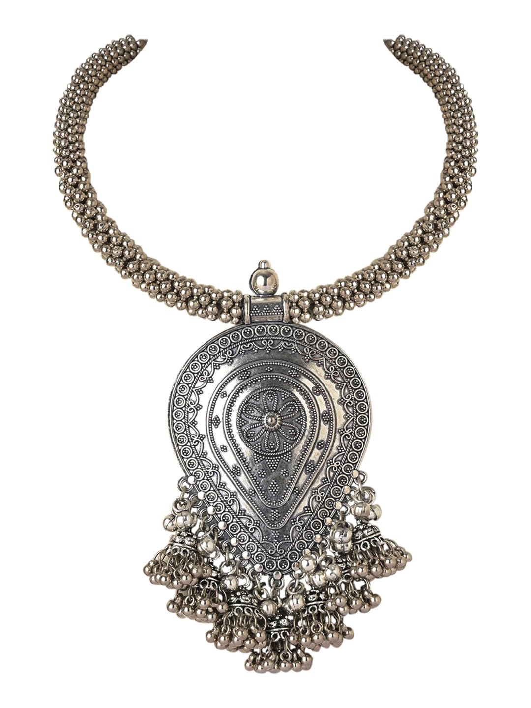 VENI Handicraft Silver Oxidized Stylish Trendy Jewellery for Girls & Women 92.5 Silver Plated Hasli Necklace Choker (Silver) (B0D428L4Y7) Amazon Price History, Amazon Price Tracker