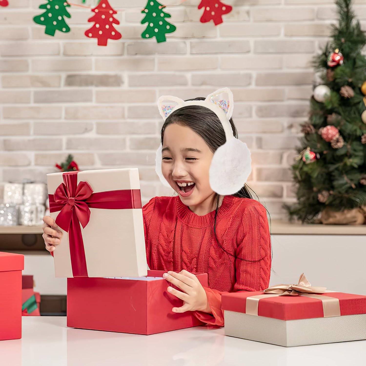 Didiseaon Winter Plush Cat Ear Cover Earmuffs Foldable Warm Ear Protection for Boys and Outdoor Cold Weather