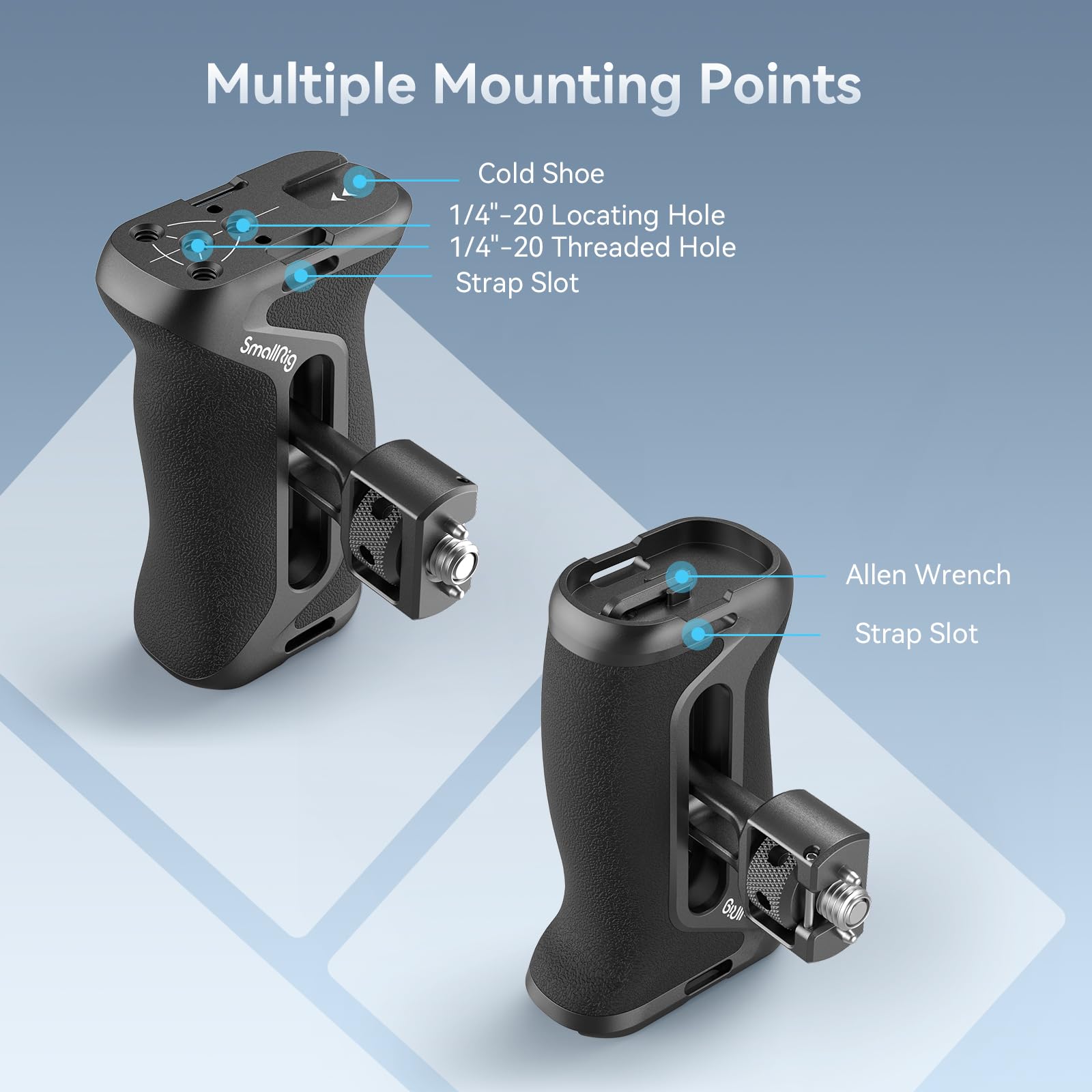 SMALLRIG Side Handle with Two-in-One Locating Screw (Sia 1/4'' che 3/8''), Punto di Montaggio Estensibile, Impugnatura Ergonomica per Sony Alpha 7 V - 4346