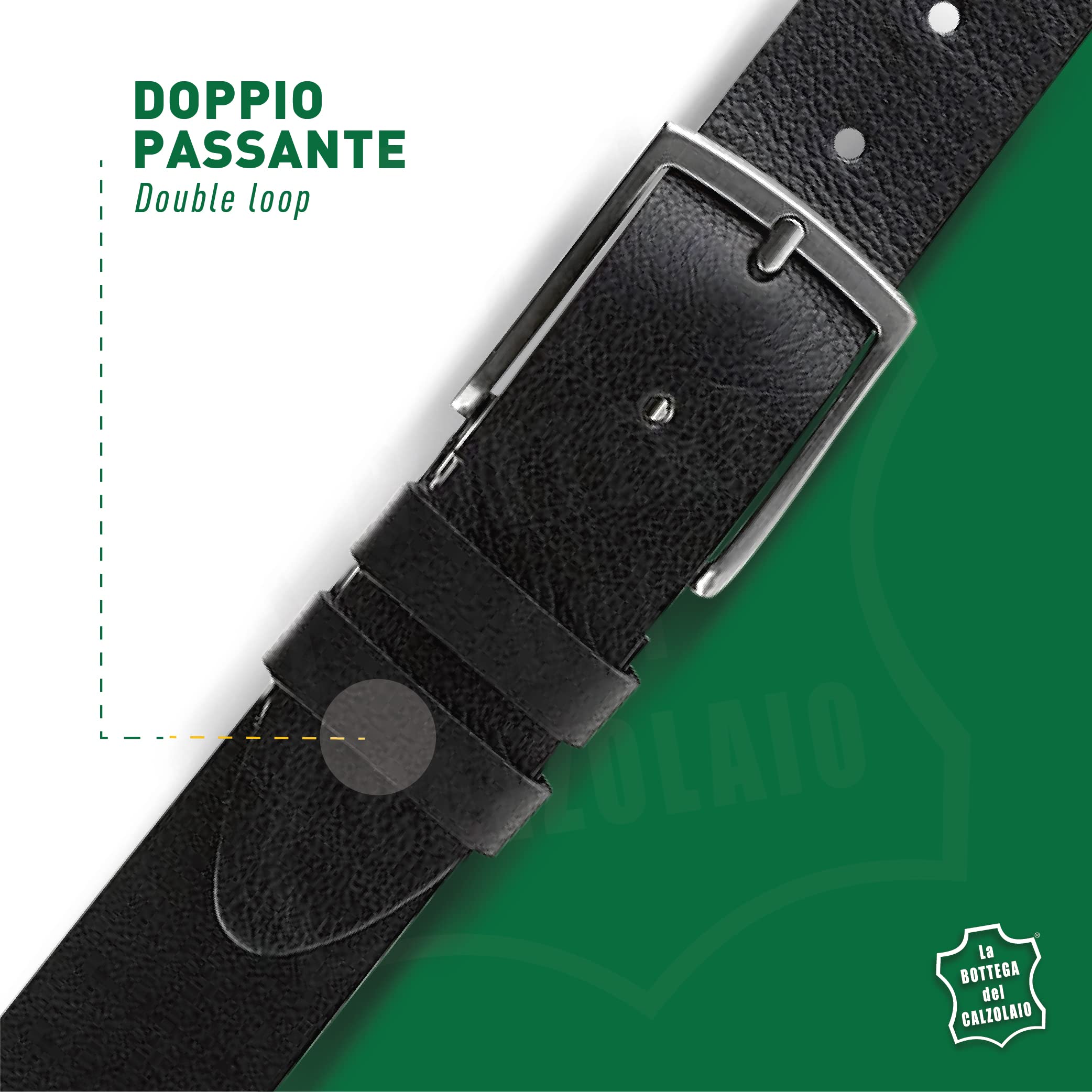 La Bottega del Calzolaio Gürtel Herren Leder 4 cm breit, Ledergürtel Herren aus kräftigem Vollrindleder für Jeans, handgefertigt in Italien, viele Farben und Längen, Made in Italy